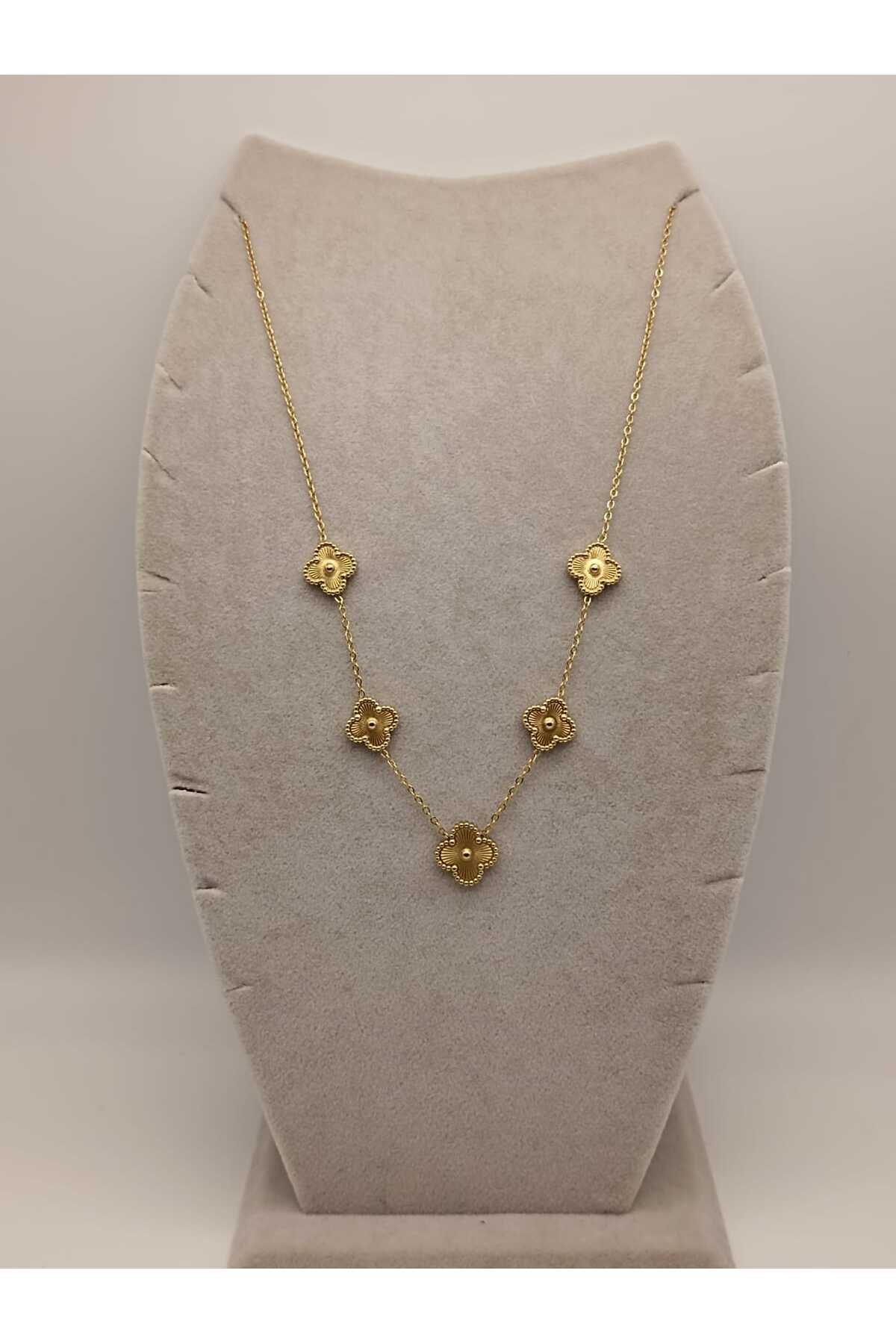 TLSMACCESORIES ÇELİK KOLYE GOLD YONCA