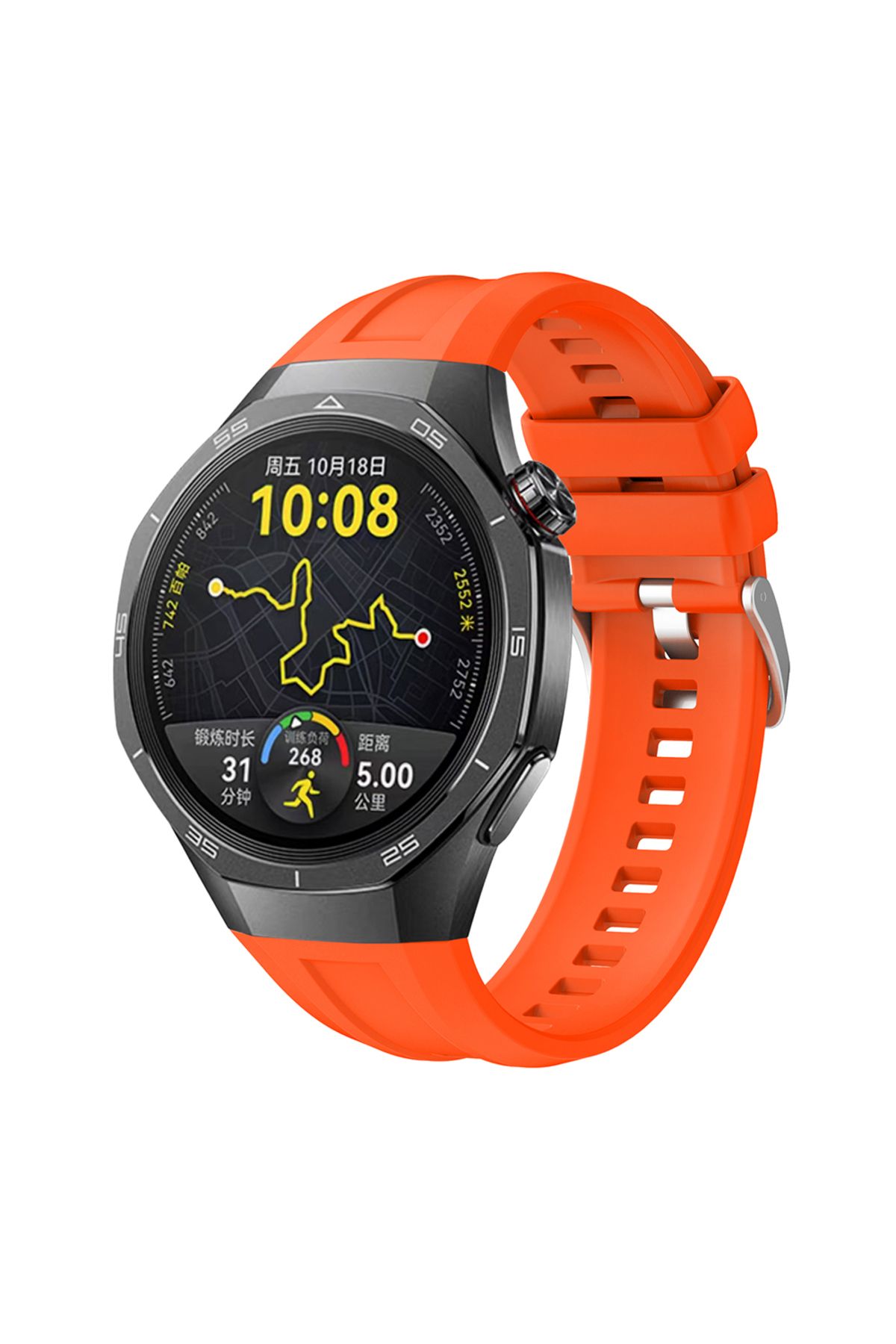 YTSGLOBAL Huawei Watch GT5 Pro 46mm Uyumlu YTSG KRD-130 Silikon Kordon Strap Kayış-Turuncu