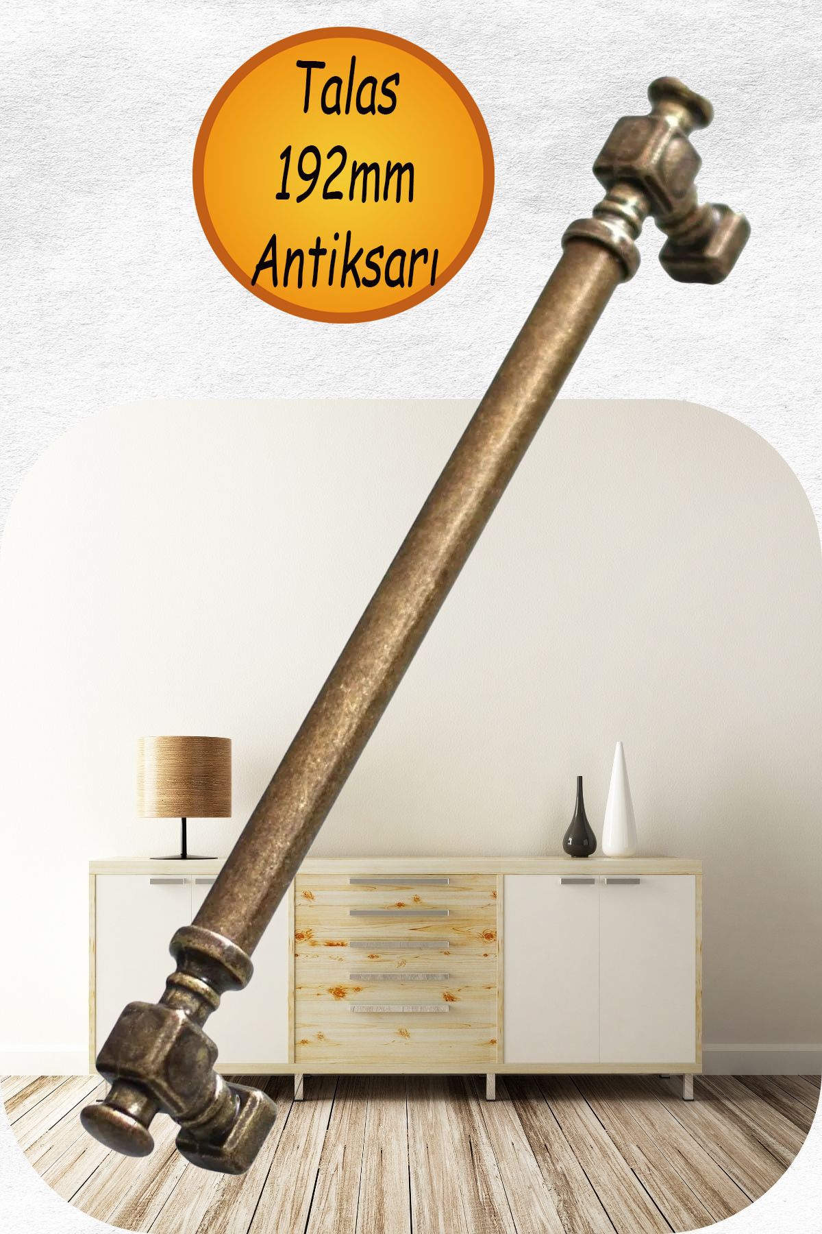 nublado Talas Mobilya Mutfak Çekmece Dolap Kulpu Kulbu Kulpları Eskitme Antik Sarı Düz Metal 192 mm 19.2 cm