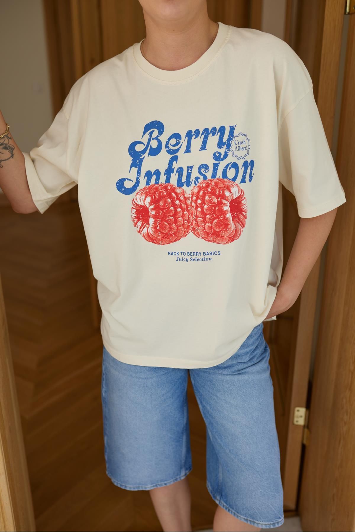 Askı Tekstil Taş Berry Baskılı Ve Yazılı T-Shirt