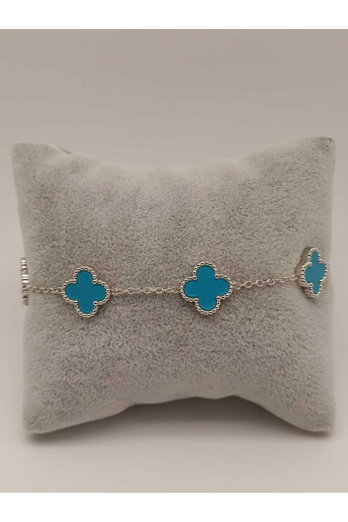 TLSMACCESORIES ÇELİK YONCA BİLEKLİK SILVER-MAVİ