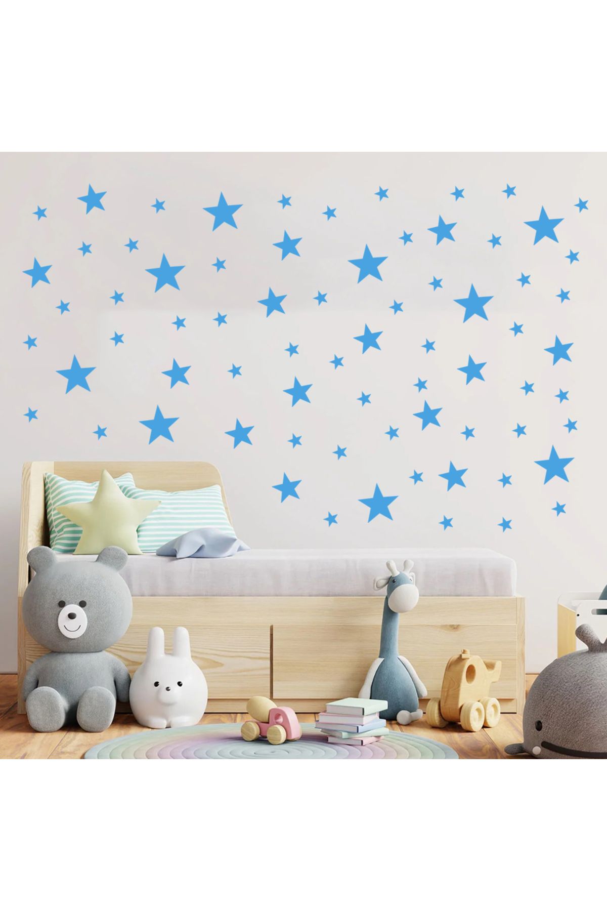 BugyBagy Bebe Mavi Yıldız Duvar Sticker 2,5-5-7,5-10cm Karışık Ebatlarda - 155 adet