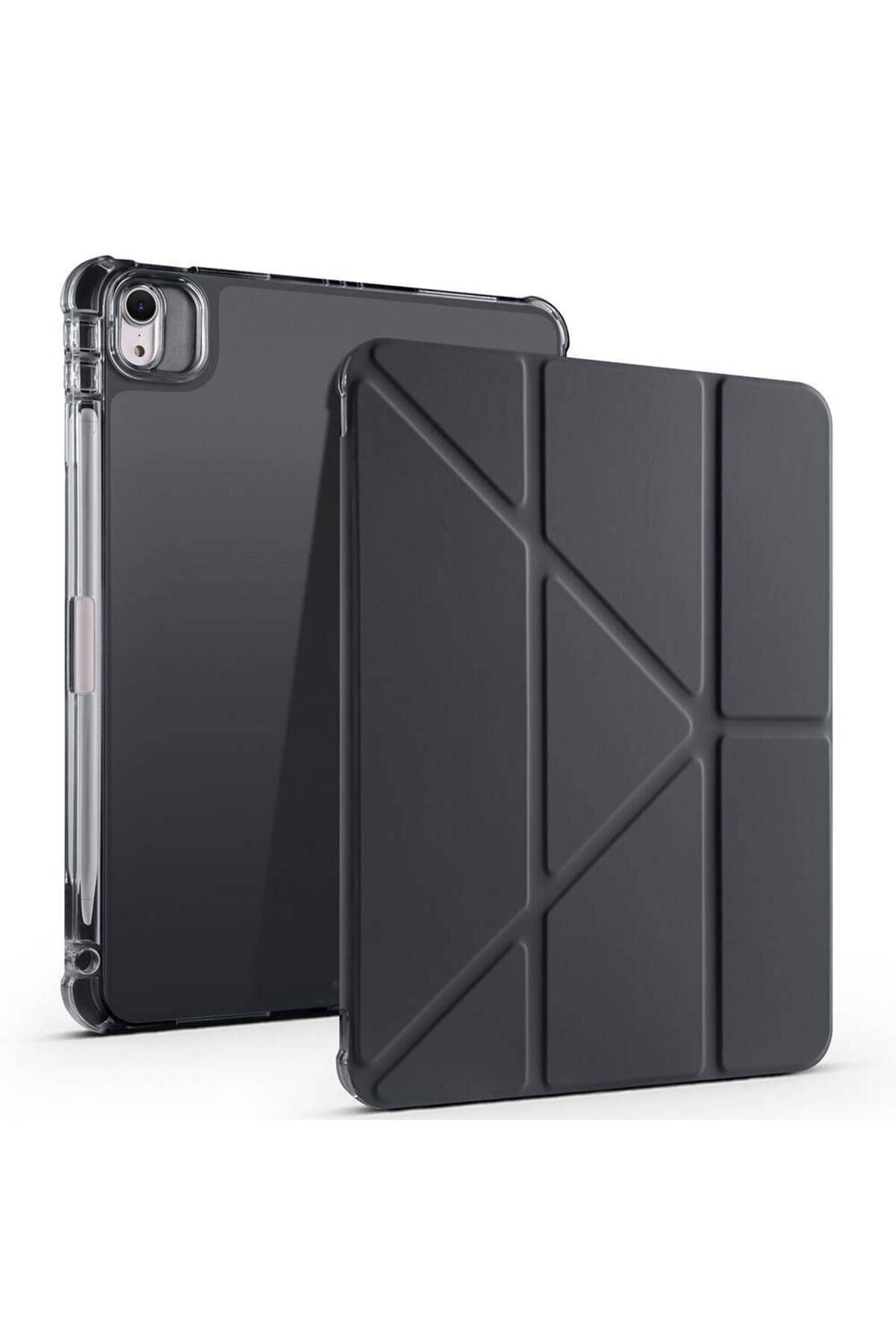 YTSGLOBAL iPad Air 11 2025 M3 Kılıf YTSG Tri Folding Kalem Bölmeli Standlı Kılıf - Siyah