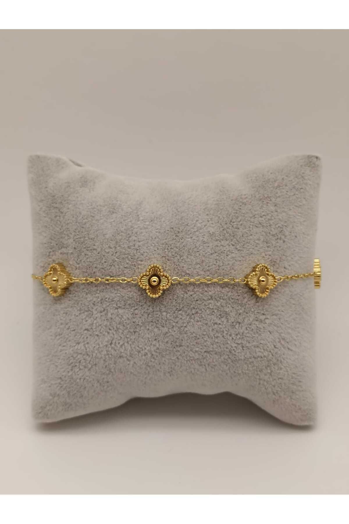 TLSMACCESORIES ÇELİK KÜÇÜK YONCA BİLEKLİK GOLD