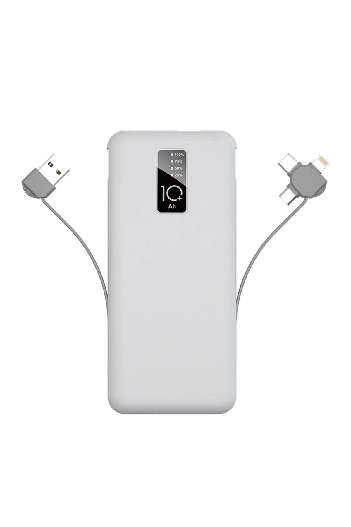 YTSGLOBAL Beyaz PW-05 Hızlı Led Göstergeli Micro Lightning Type-C Kablolu Taşınabilir Powerbank 10000mAh YTSG