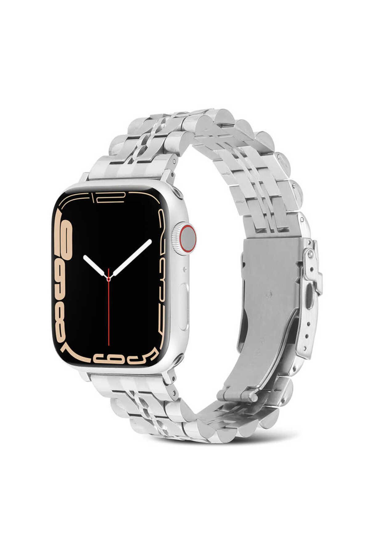 YTSGLOBAL Watch 42mm Uyumlu KRD-54 Metal YTSG Kordon-Gümüş