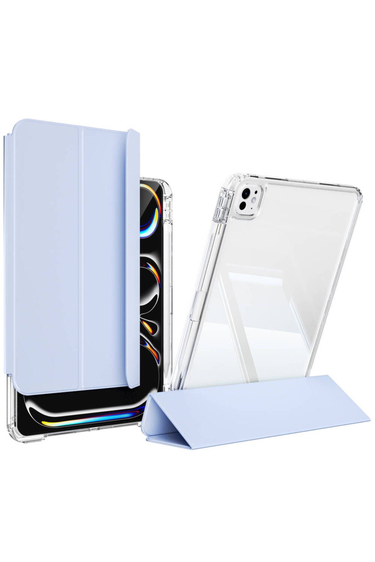 YTSGLOBAL iPad Pro 11 2024 Kılıf Magnetik Ayrılabilen AiHTTgli Uyumlu YTSG Sliding Tablet Kılıfı-Mavi Açık