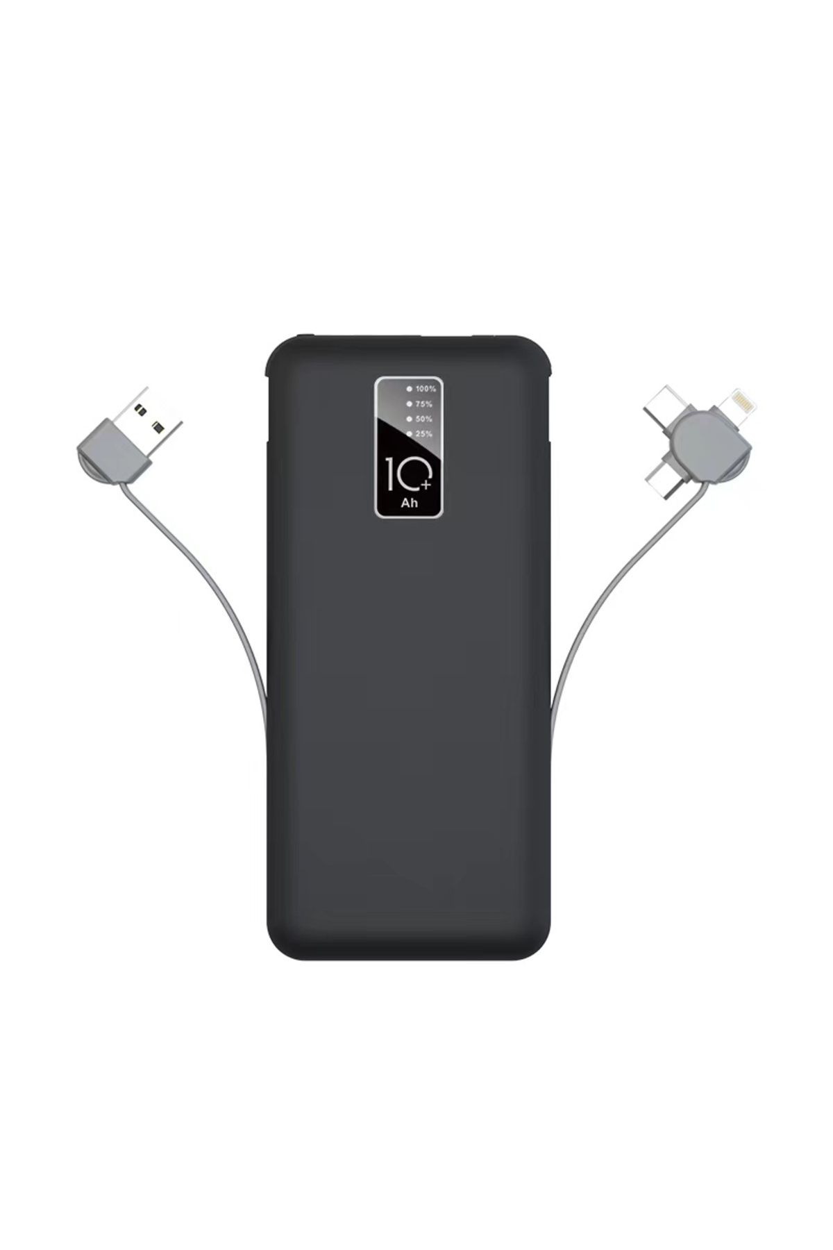 YTSGLOBAL Siyah PW-05 Hızlı Led Göstergeli Micro Lightning Type-C Kablolu Taşınabilir Powerbank 10000mAh YTSG