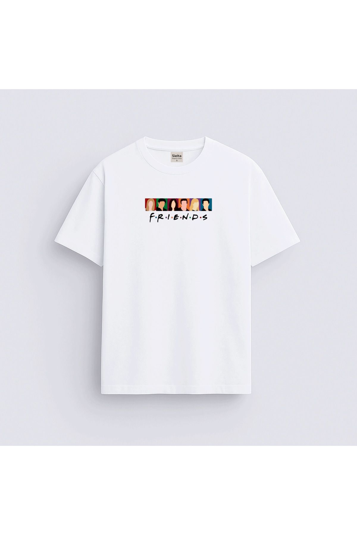 sielta Friends Dizi Karakterler Baskılı Unisex Kadın Erkek Bisiklet Yaka T-shirt Tişört