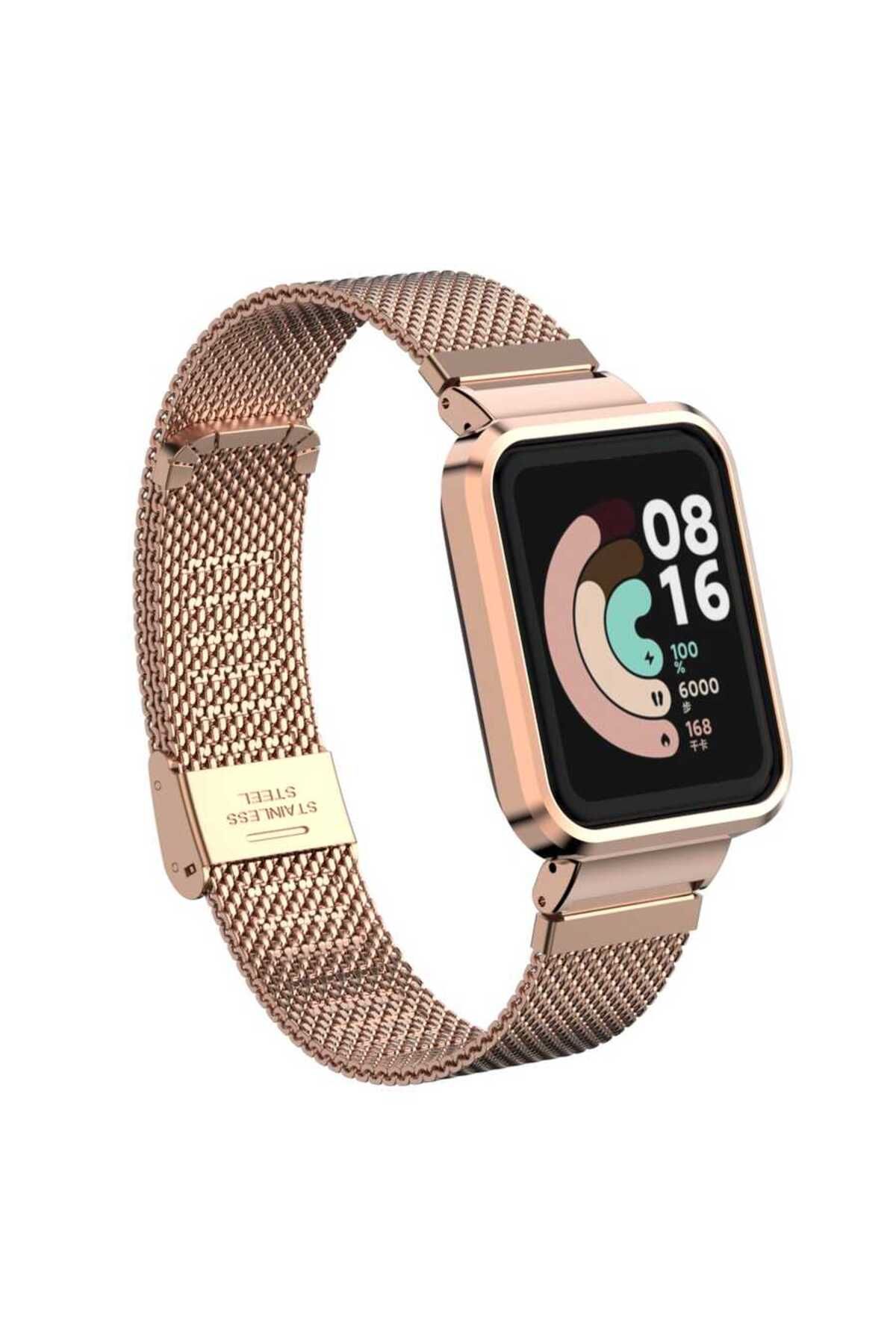 YTSGLOBAL Xiaomi Redmi Watch (Mi Watch Lite) Uyumlu KRD-59 Metal YTSG Kordon-Rose Gold