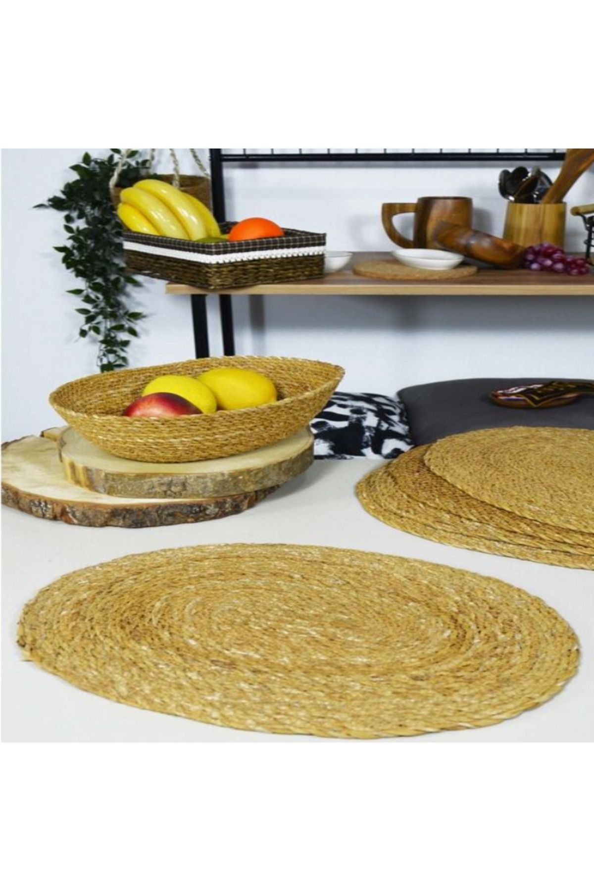 sesengo 4lü Hasır Oval Amerikan Servis 41x30 Cm