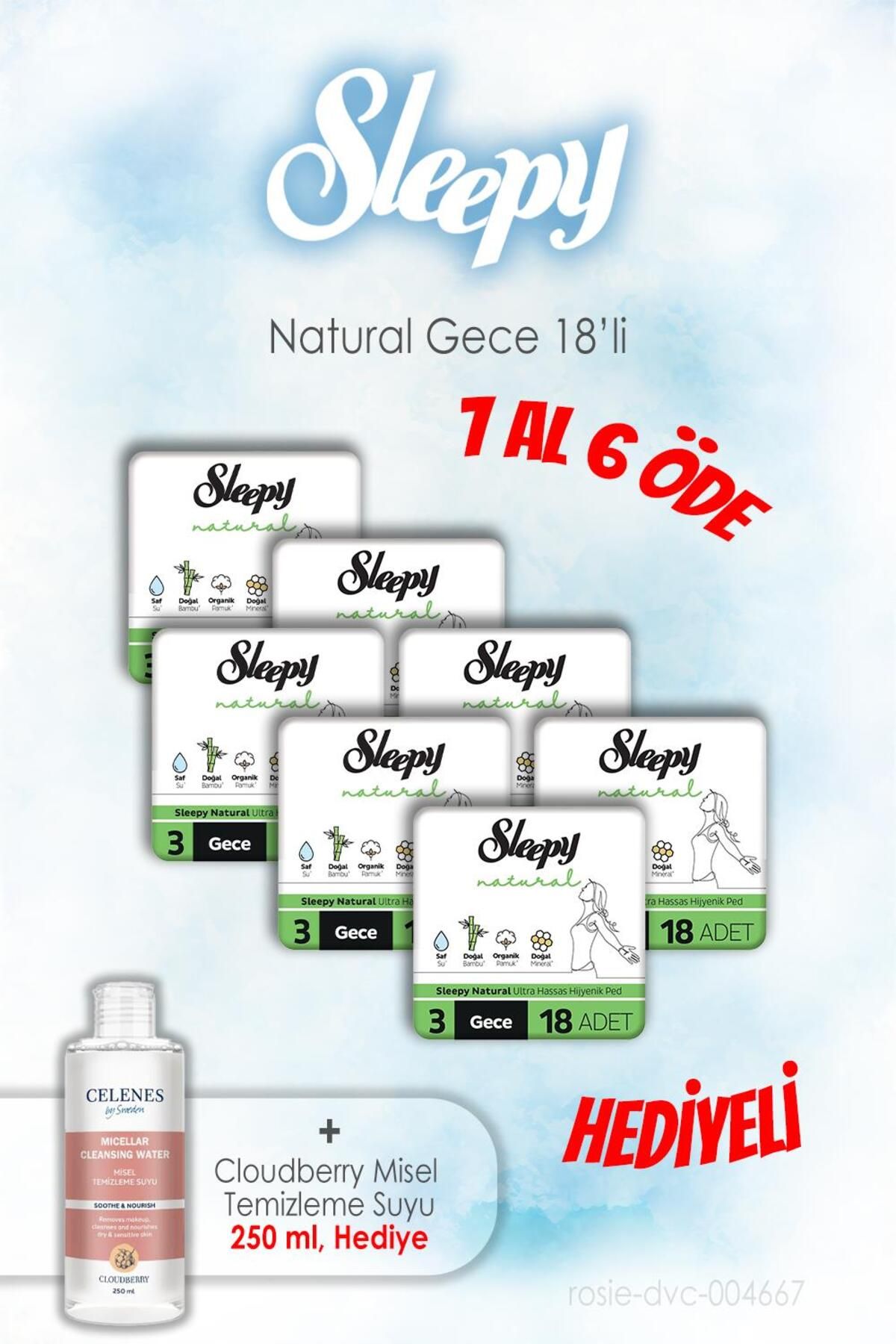 Sleepy 7 AL 6 ÖDE Sleepy Natural 18'li Gece ve 250 ML Temizleme Suyu