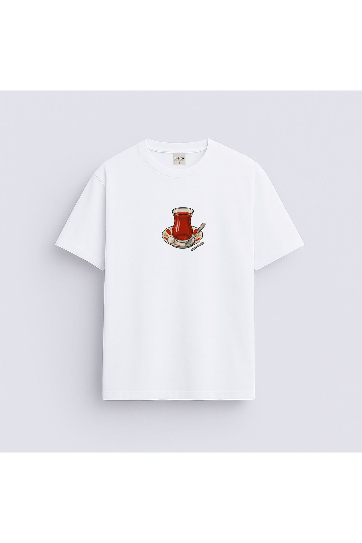 sielta Çay Tea Baskılı Unisex Kadın Erkek Bisiklet Yaka T-shirt Tişört