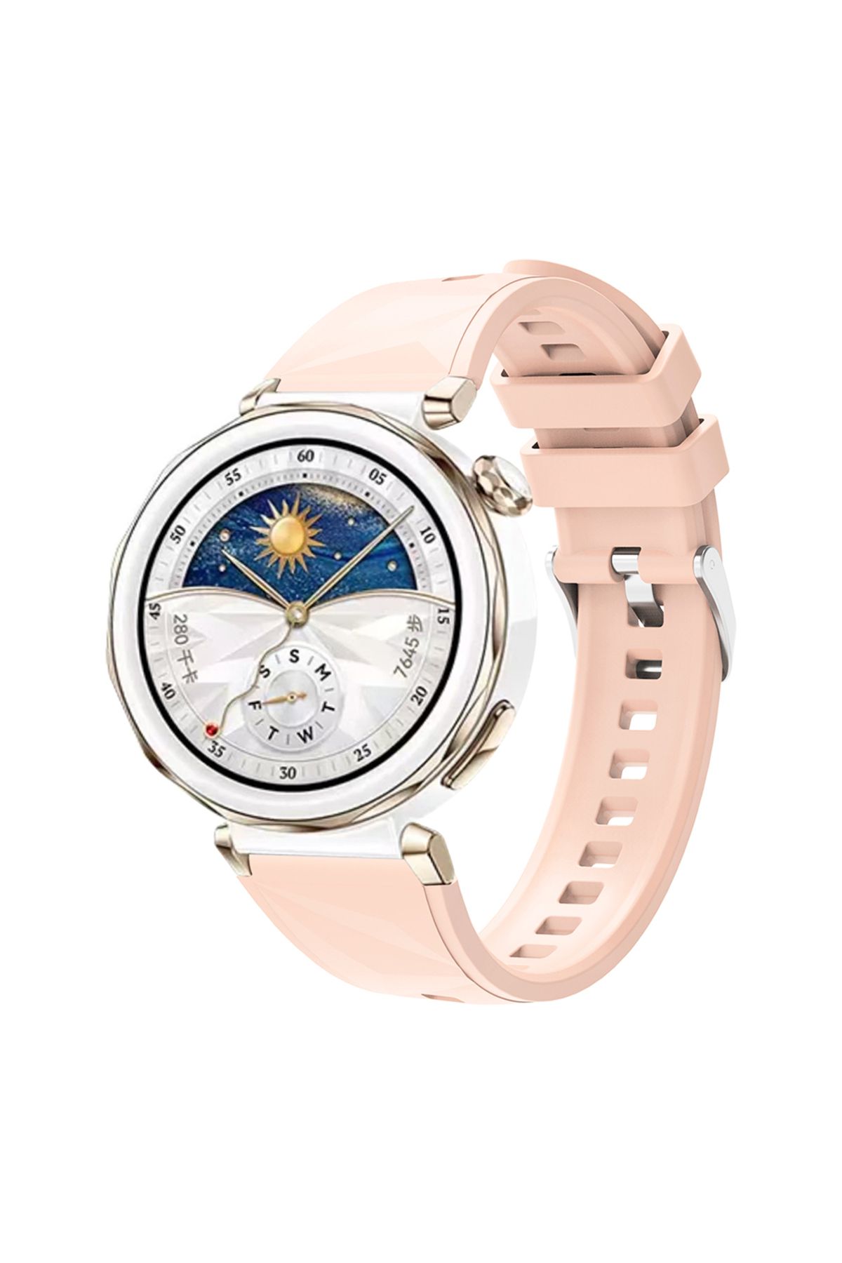 YTSGLOBAL Huawei Watch GT5 Pro 42mm Uyumlu YTSG KRD-129 Silikon Kordon Strap Kayış-Pembe