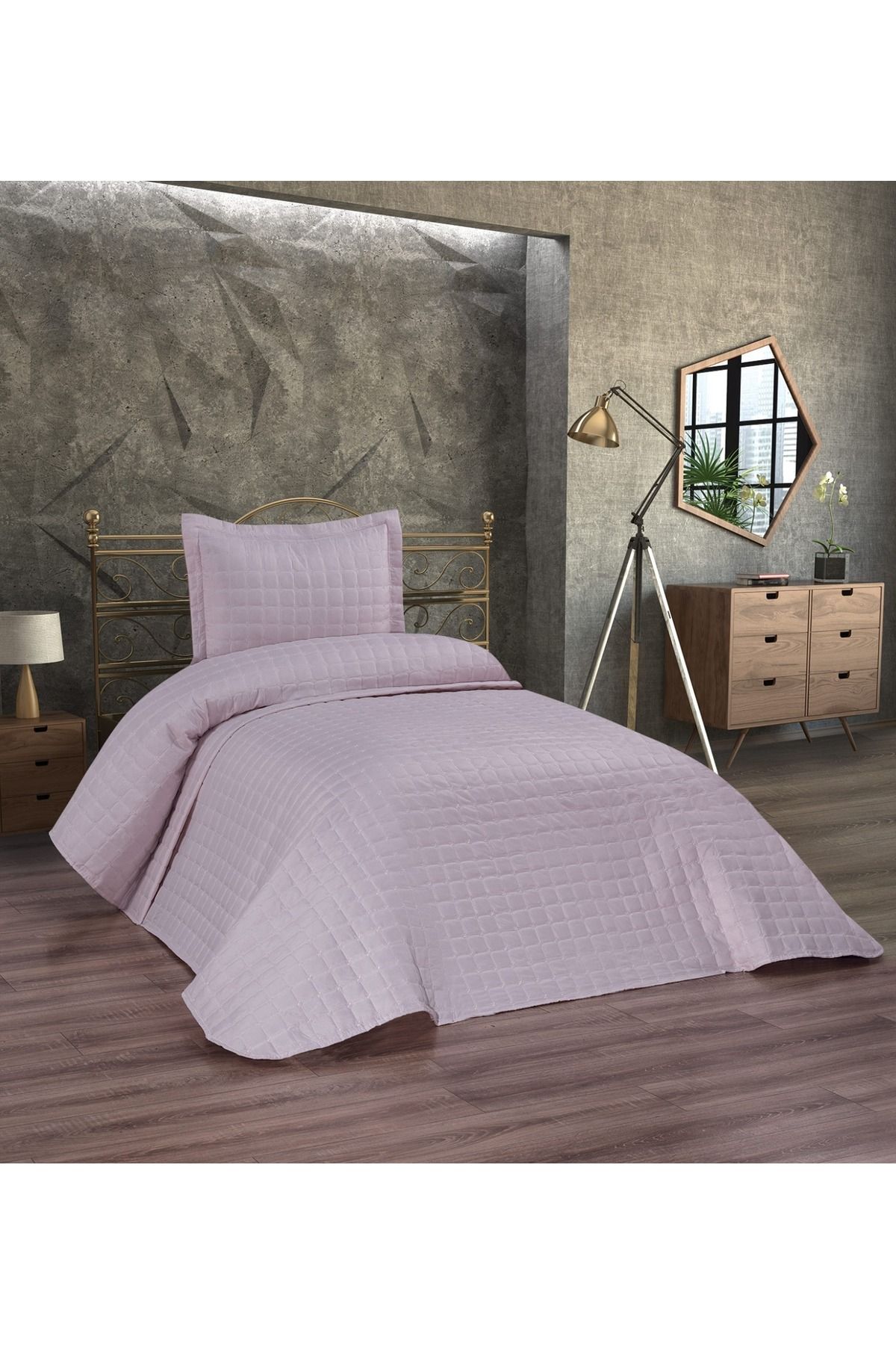 d'niss home touch of nature in your home Yıldız Kapitoneli 2 Parça Tek Kişilik Yatak Örtüsü