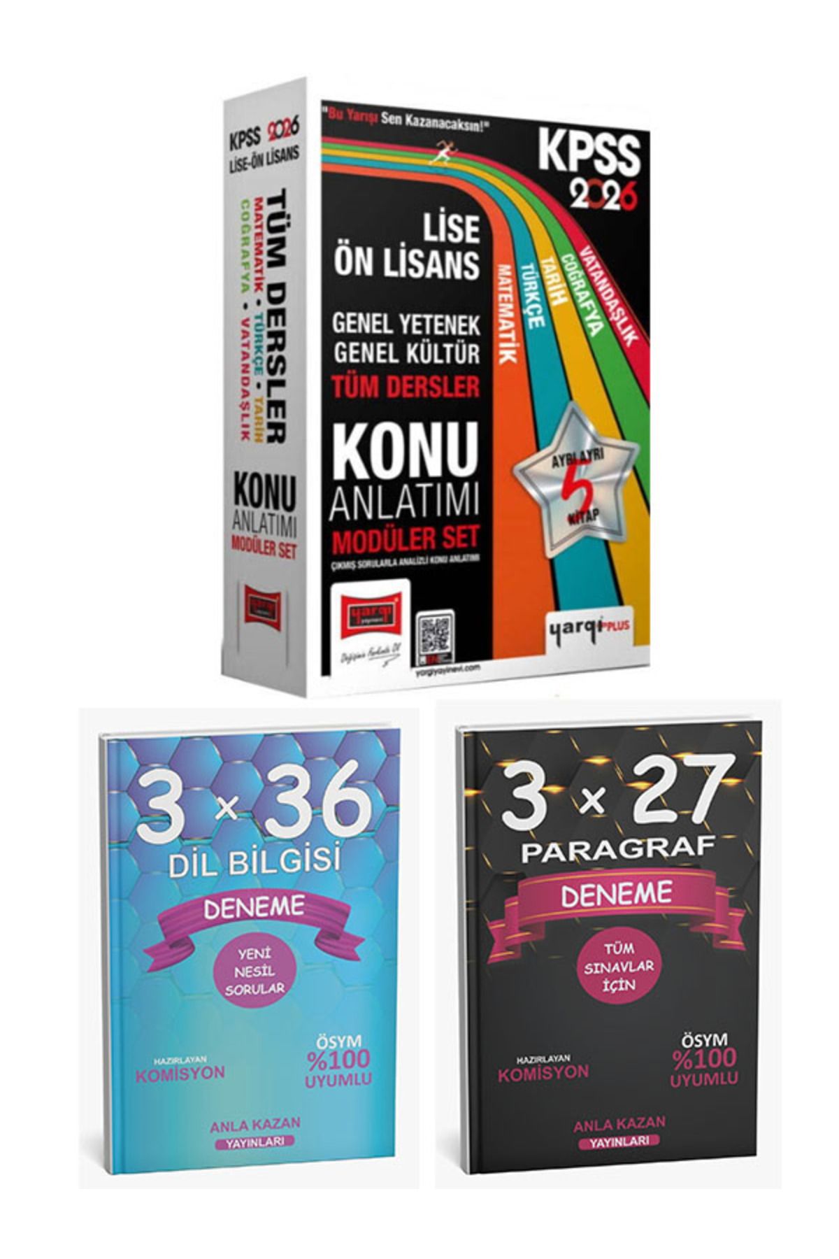 Anla Kazan Yayınları Anla Kazan + Yargı 2026 KPSS Lise Ön Lisans Tüm Dersler Konu + Paragraf Dil Bilgisi Deneme Seti