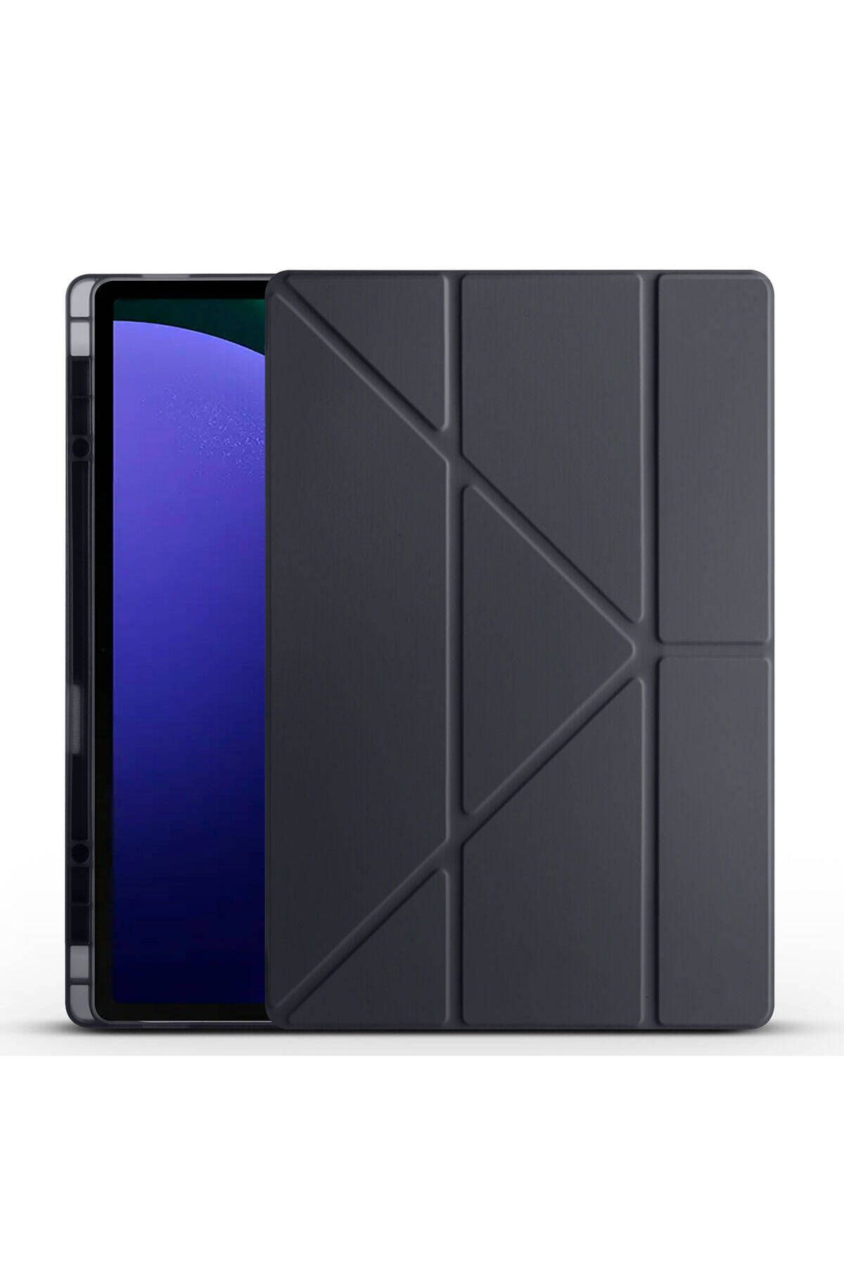 YTSGLOBAL Galaxy Tab S10 Ultra Kılıf YTSG Tri Folding Kalem Bölmeli Standlı Kılıf - Siyah