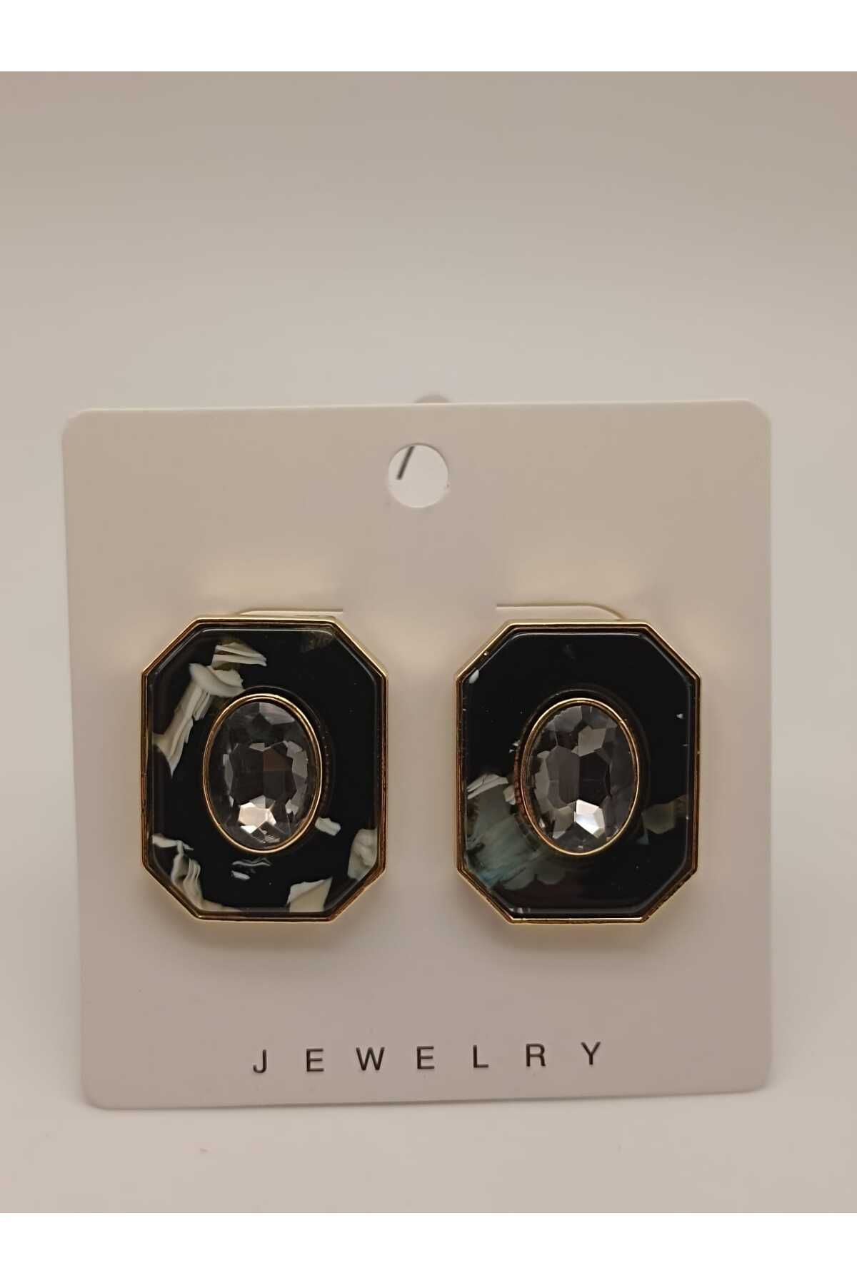 TLSMACCESORIES MERMER DESEN SEKİZGEN SİYAH KÜPE