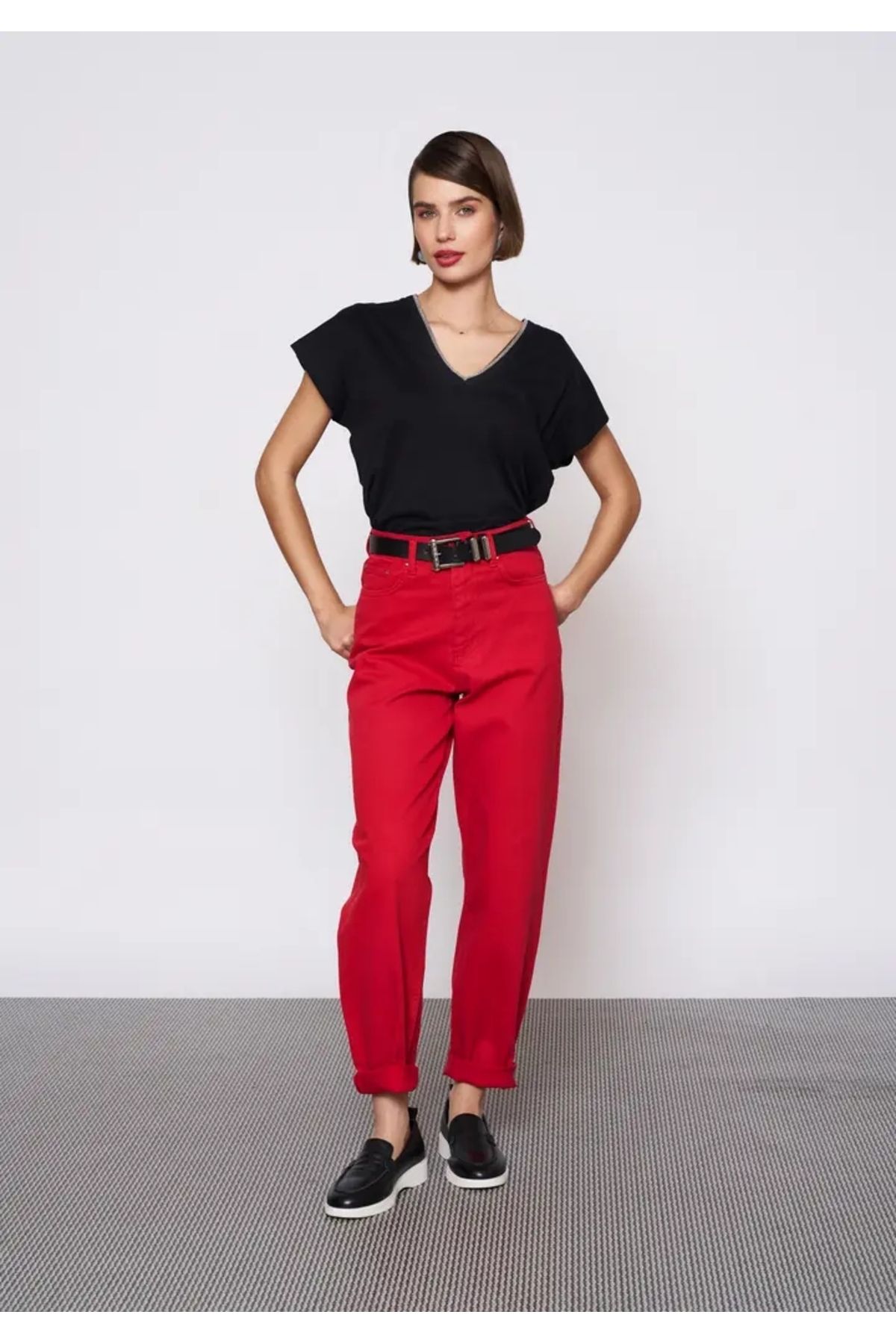 EUROFASHION Luscious Kırmızı Lena Denim Pantolon