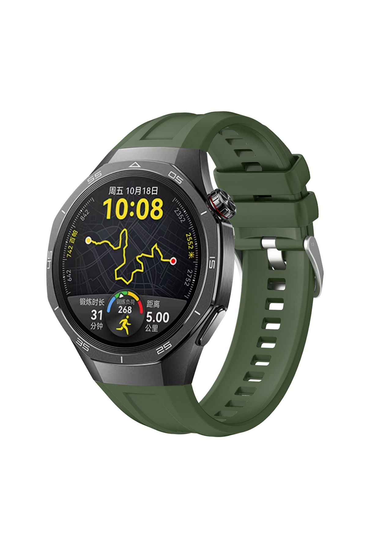 YTSGLOBAL Huawei Watch GT5 Pro 46mm Uyumlu YTSG KRD-130 Silikon Kordon Strap Kayış-Yeşil