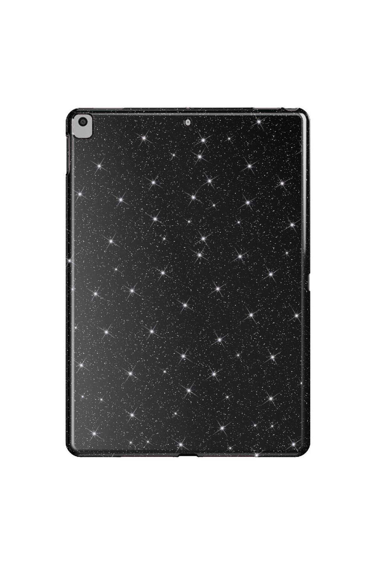 YTSGLOBAL iPad 10.2 (8 Nesil) Simli Parlak Görünümlü Uyumlu YTSG Tablet Koton Kılıf-Siyah