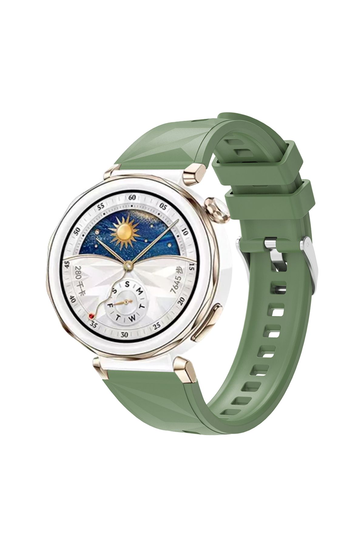YTSGLOBAL Huawei Watch GT5 Pro 42mm Uyumlu YTSG KRD-129 Silikon Kordon Strap Kayış-Yeşil