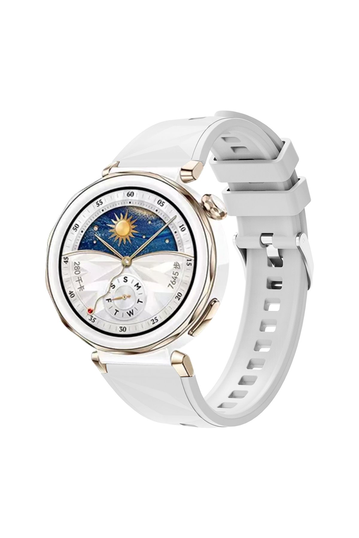 YTSGLOBAL Huawei Watch GT5 Pro 42mm Uyumlu YTSG KRD-129 Silikon Kordon Strap Kayış-Beyaz