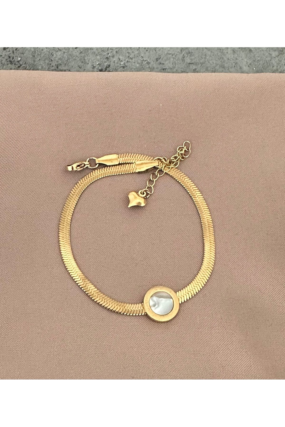 lolajewelry luxury steel gold renk İtalyan zincirli mercanlı Çelik Halhal