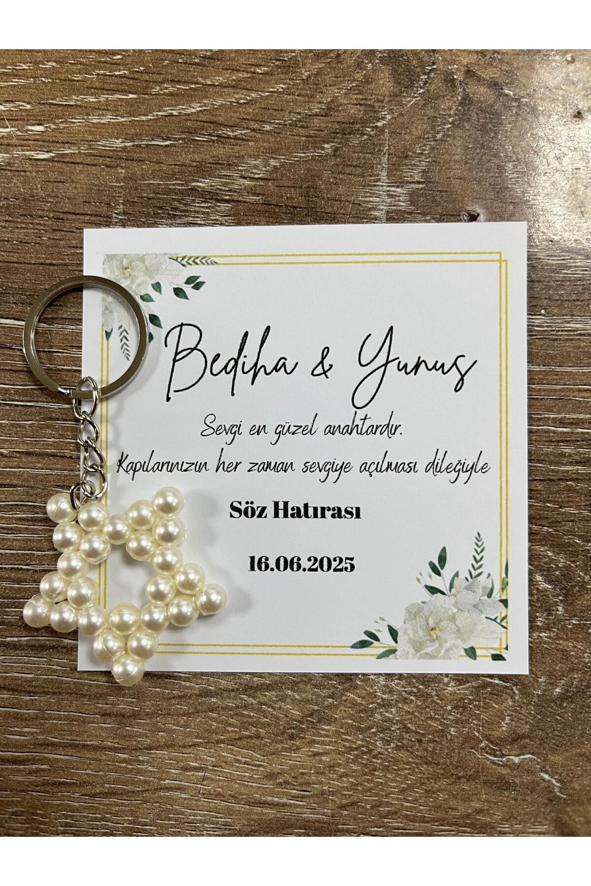 HEN GSM kisisellestirilebilir kart 15 adet inci yıldız anahtarlık nikah düğün kına nişan sünnet hafizlik