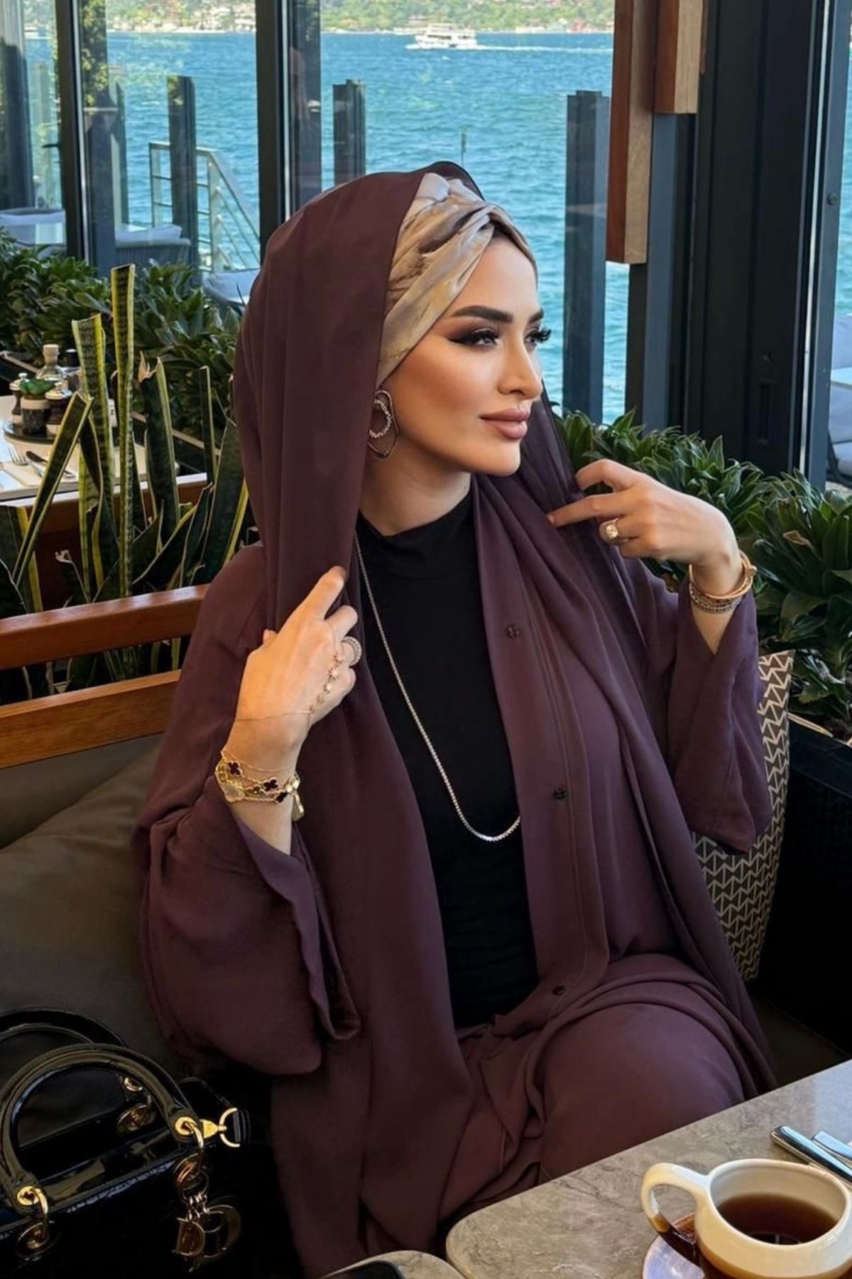 ladrans Sultan Krep Mürdüm Şal