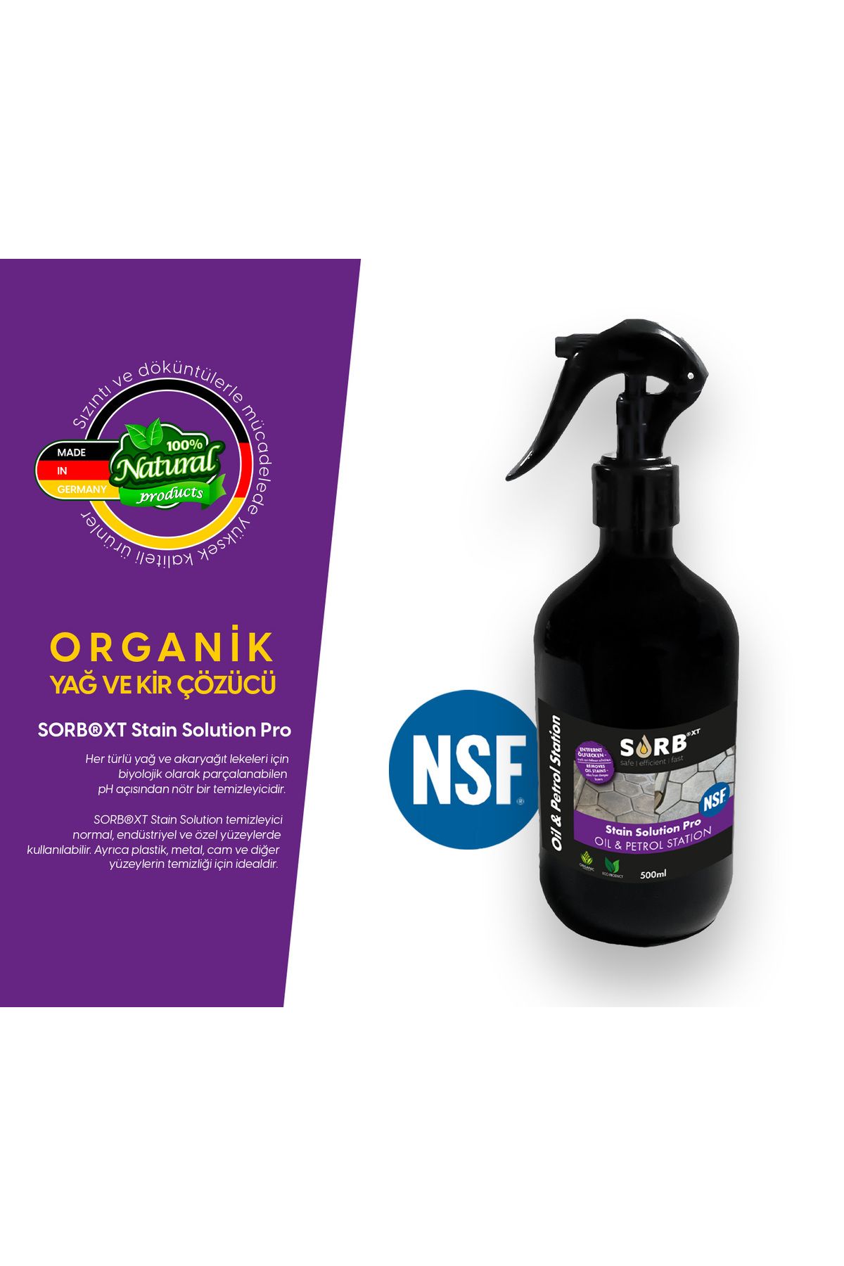 SORB ®XT Stain Solution Pro Oil & Petrol Station Sprey - NSF onaylı organik yağ ve kir temizleme spreyi