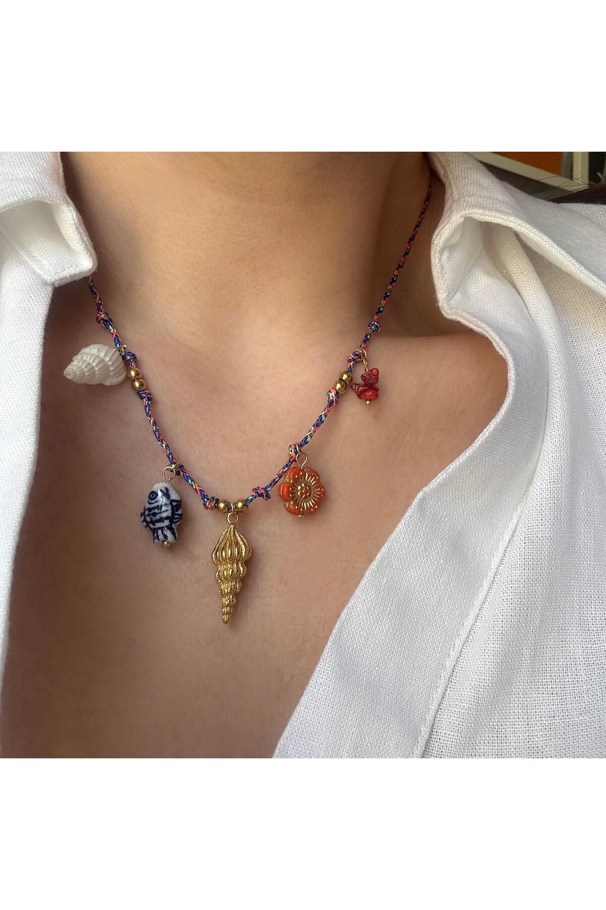Venus Design Çelik Renkli İp Charm Kolye