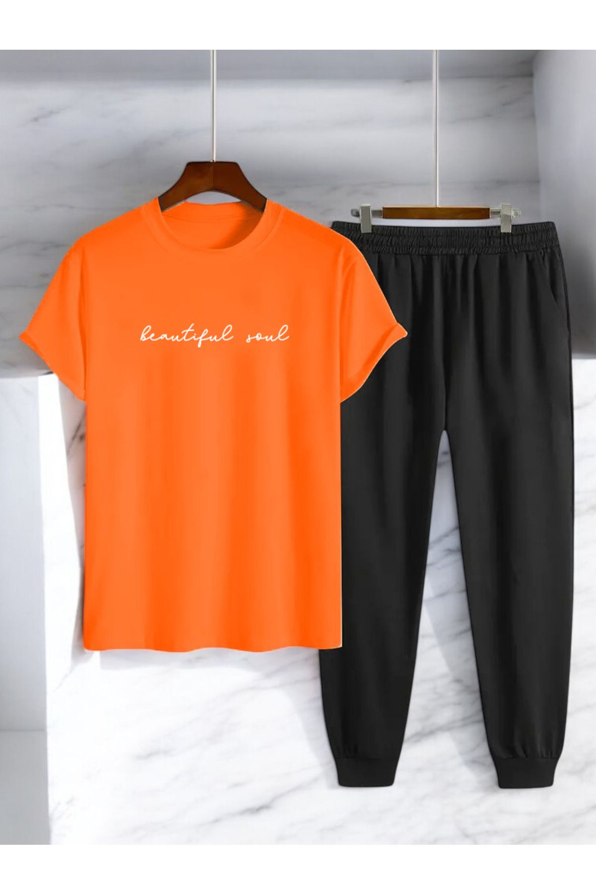 uyguntarz Unisex Beatiful Soul Tasarım Basklı Tshirt Eşofman Takımı
