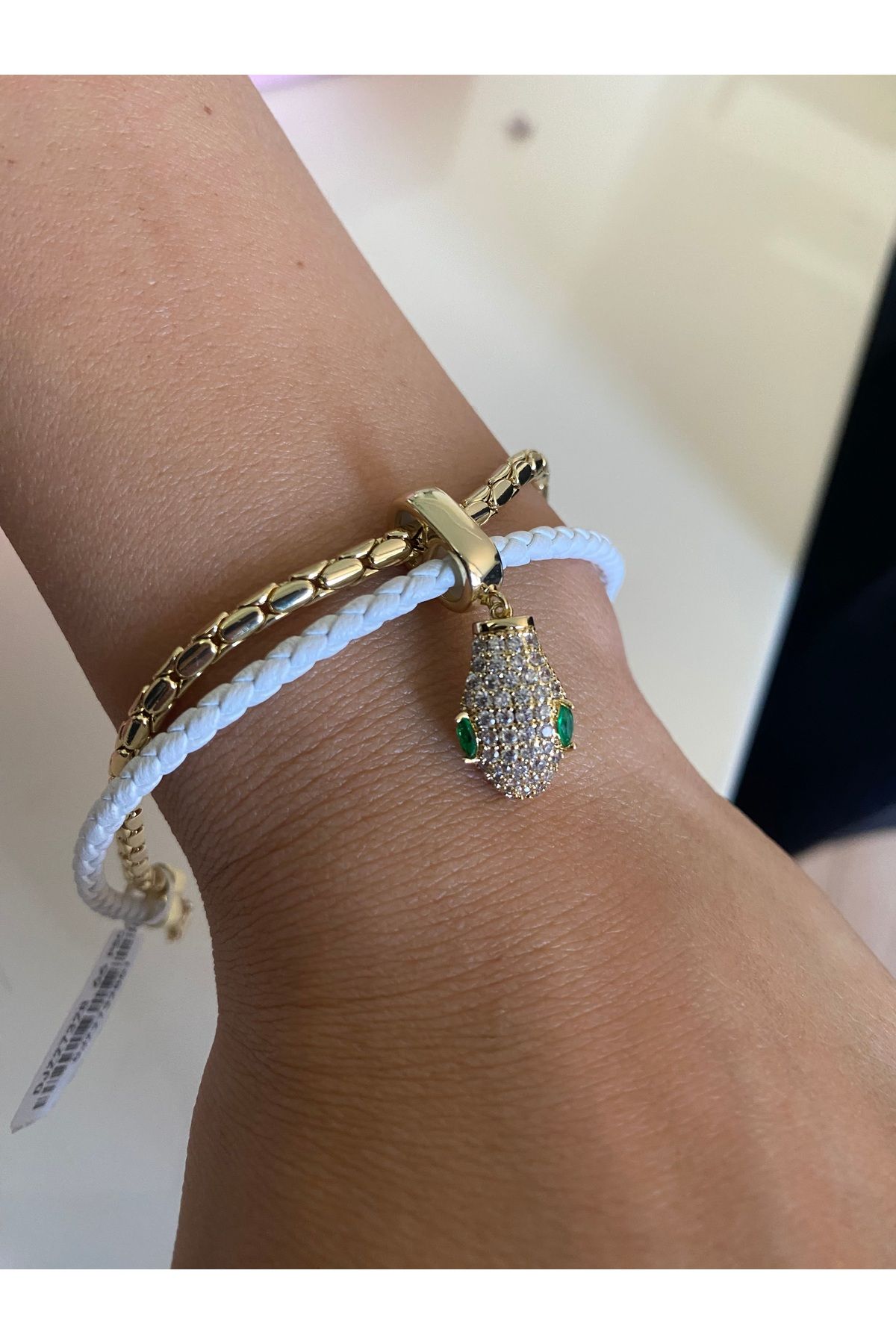 DESİGN Sisters Accessories Yılan Figürlü Deri Çelik Karışımı Bileklik