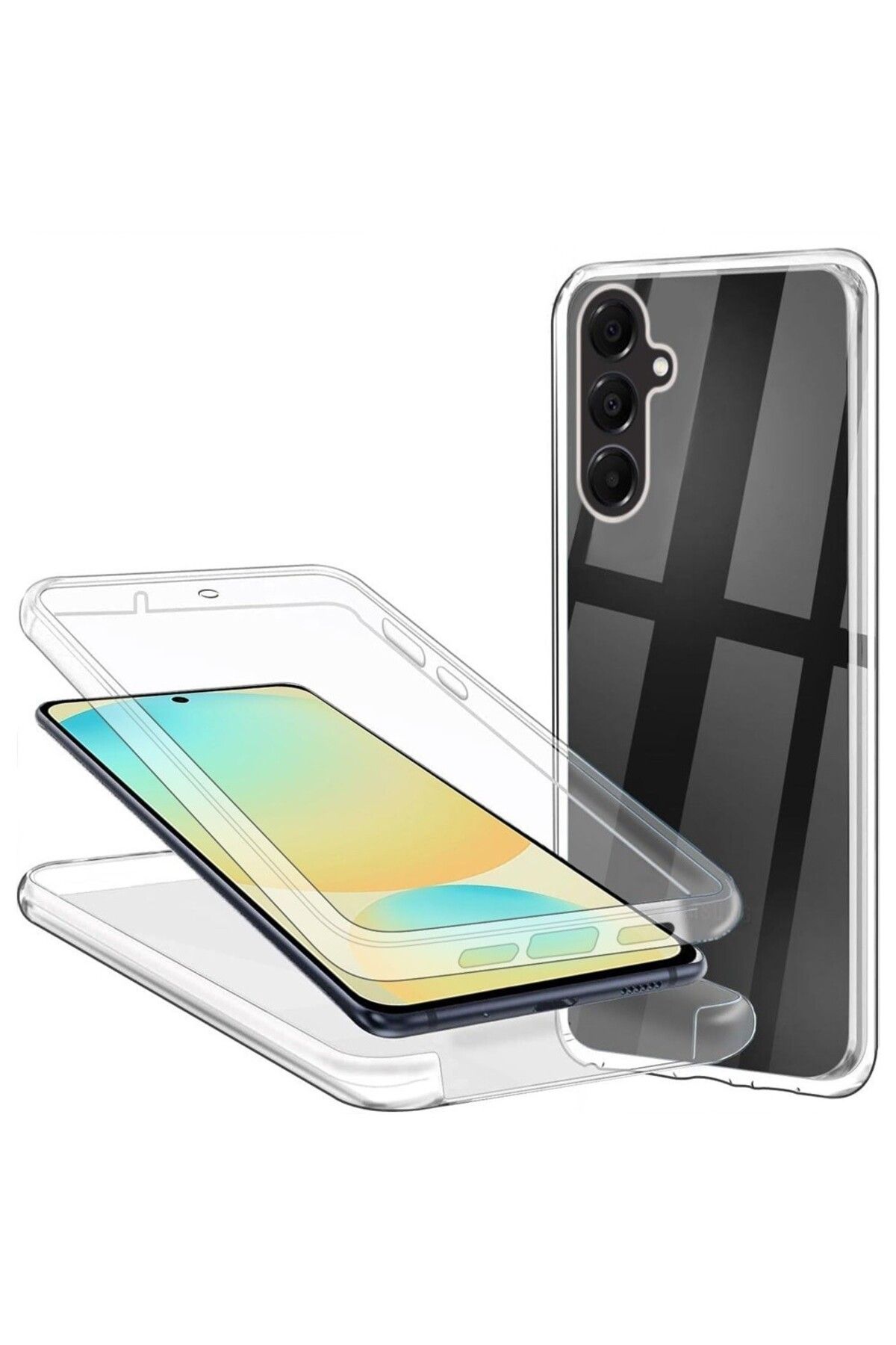 Apsuwa Samsung Galaxy S23 FE uyumlu Kılıf Ön Arka 360 Koruma Arka Sert Mika Ön Silikon Şeffaf