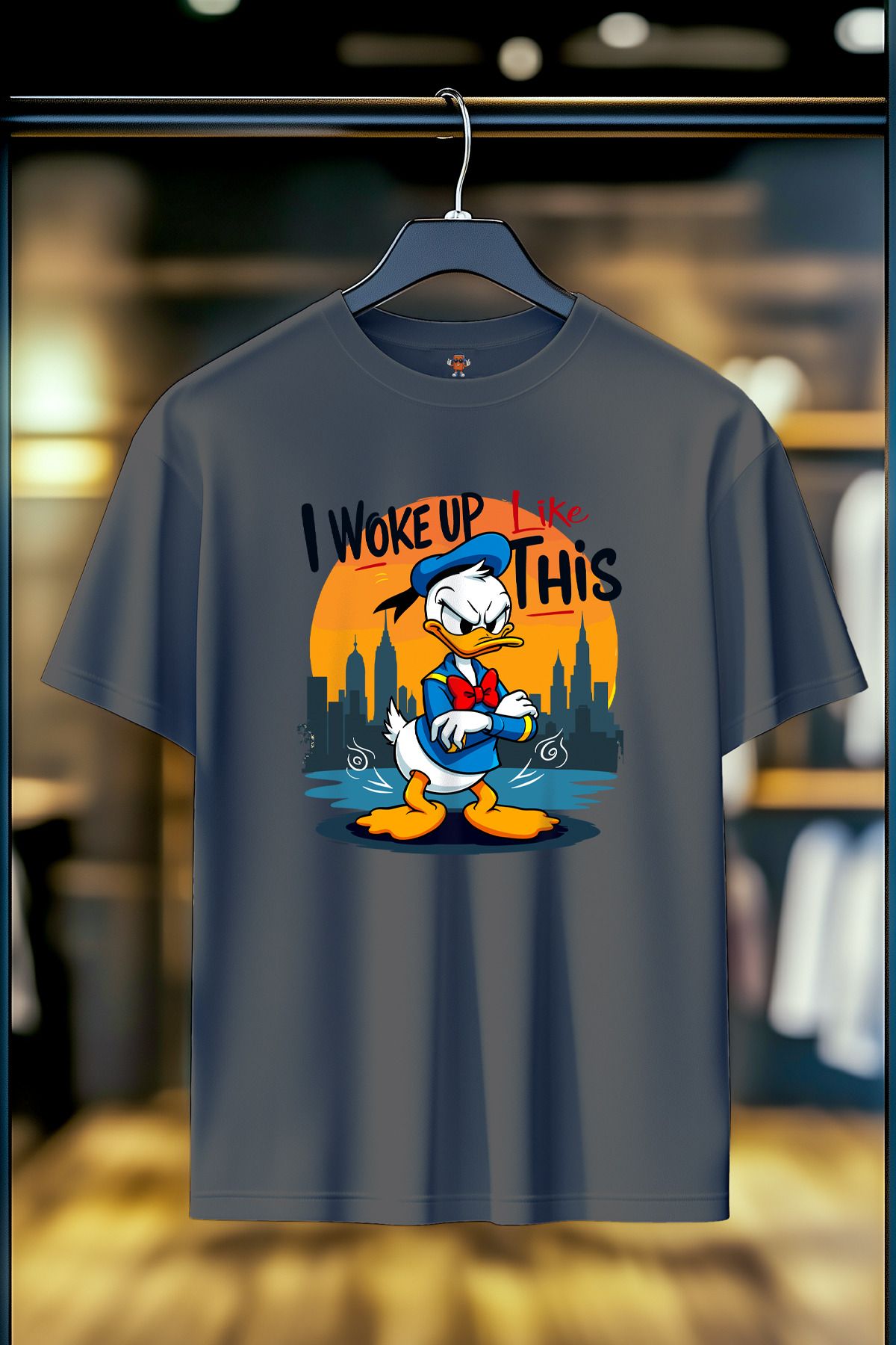 BookOrBook Sleepy Duck %100 Pamuk Premium Kalite Unisex T-Shirt