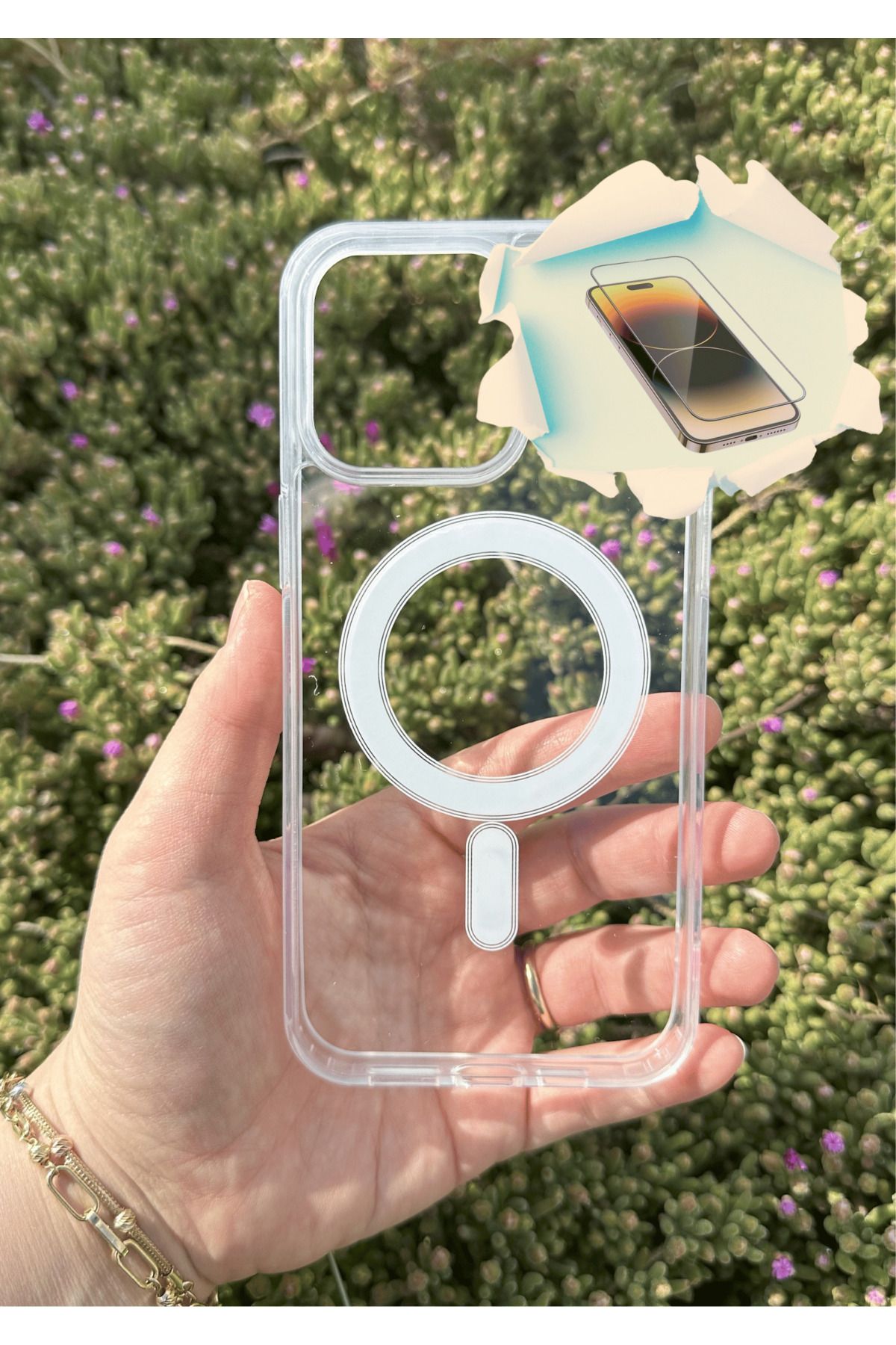 CNL İphone 15 Pro Max Uyumlu Şeffaf Magsafe özellikli Kaliteli Sararmaz Kılıf - Kırılmaz Cam Hediyeli