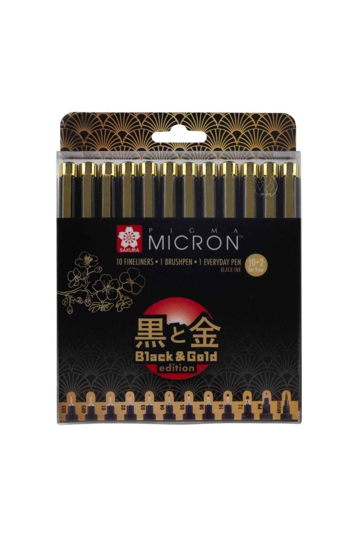 Sakura PİGMA MİCRON FİNELİNER BLACK GOLD KALEM SETİ 12'li