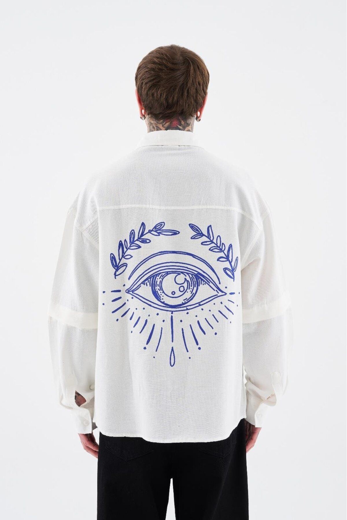 Machinist Erkek Printed Detachable Sleeve Beyaz Gömlek