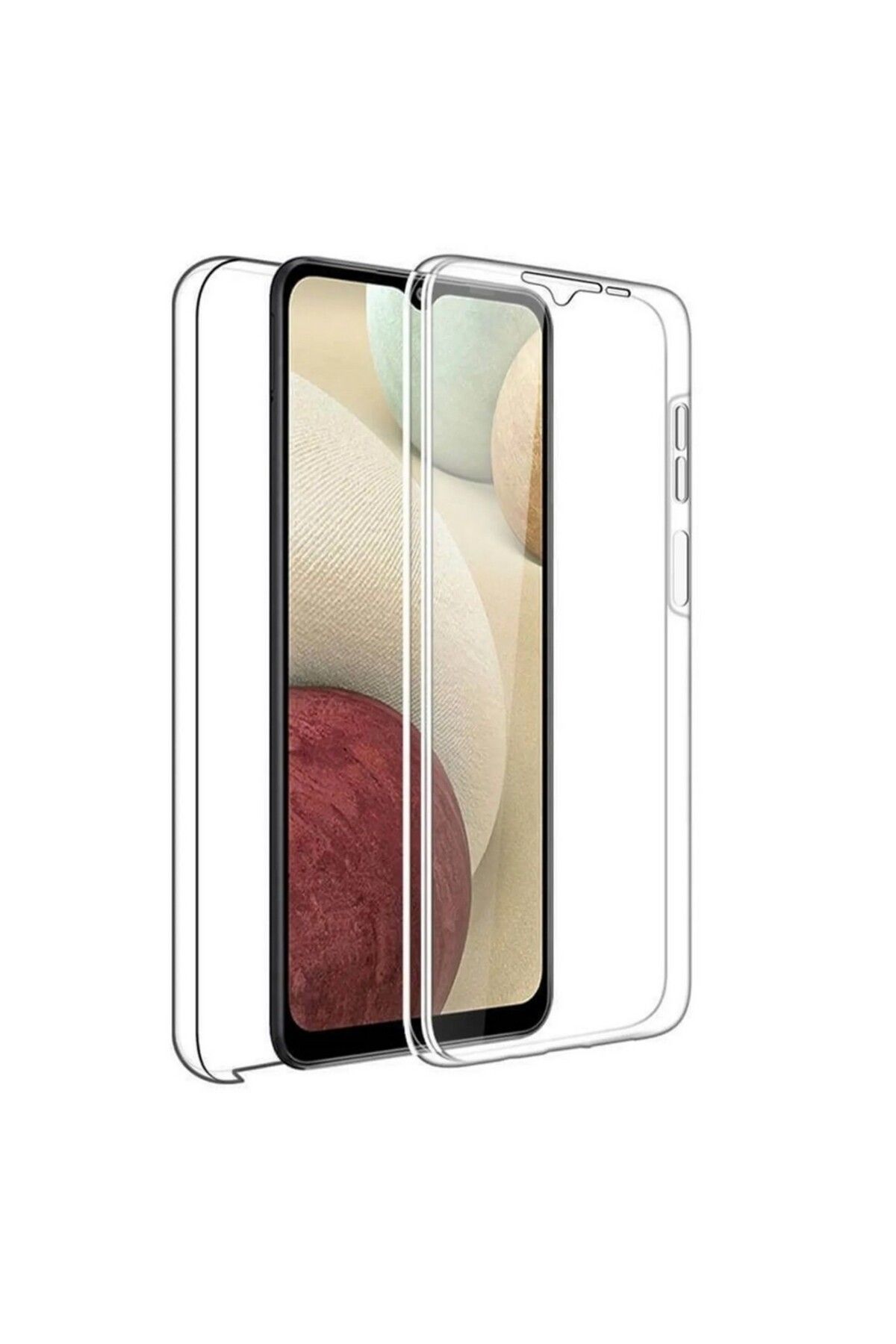 KılıfShop Samsung Galaxy A22 uyumlu Kılıf Ön Arka 360 Koruma Arka Sert Mika Ön Silikon Şeffaf