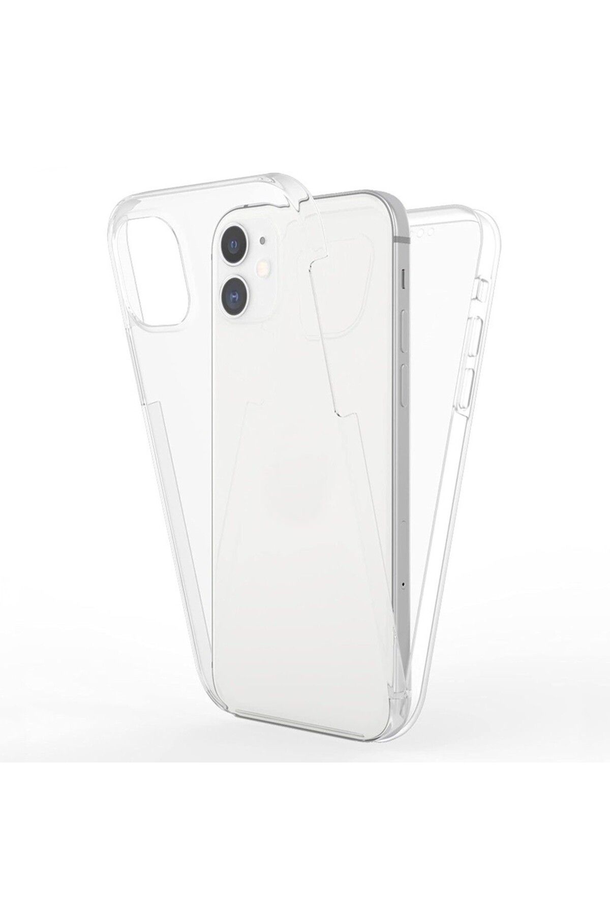 KılıfShop iPhone 12 uyumlu Kılıf Ön Arka 360 Koruma Arka Sert Mika Ön Silikon Şeffaf