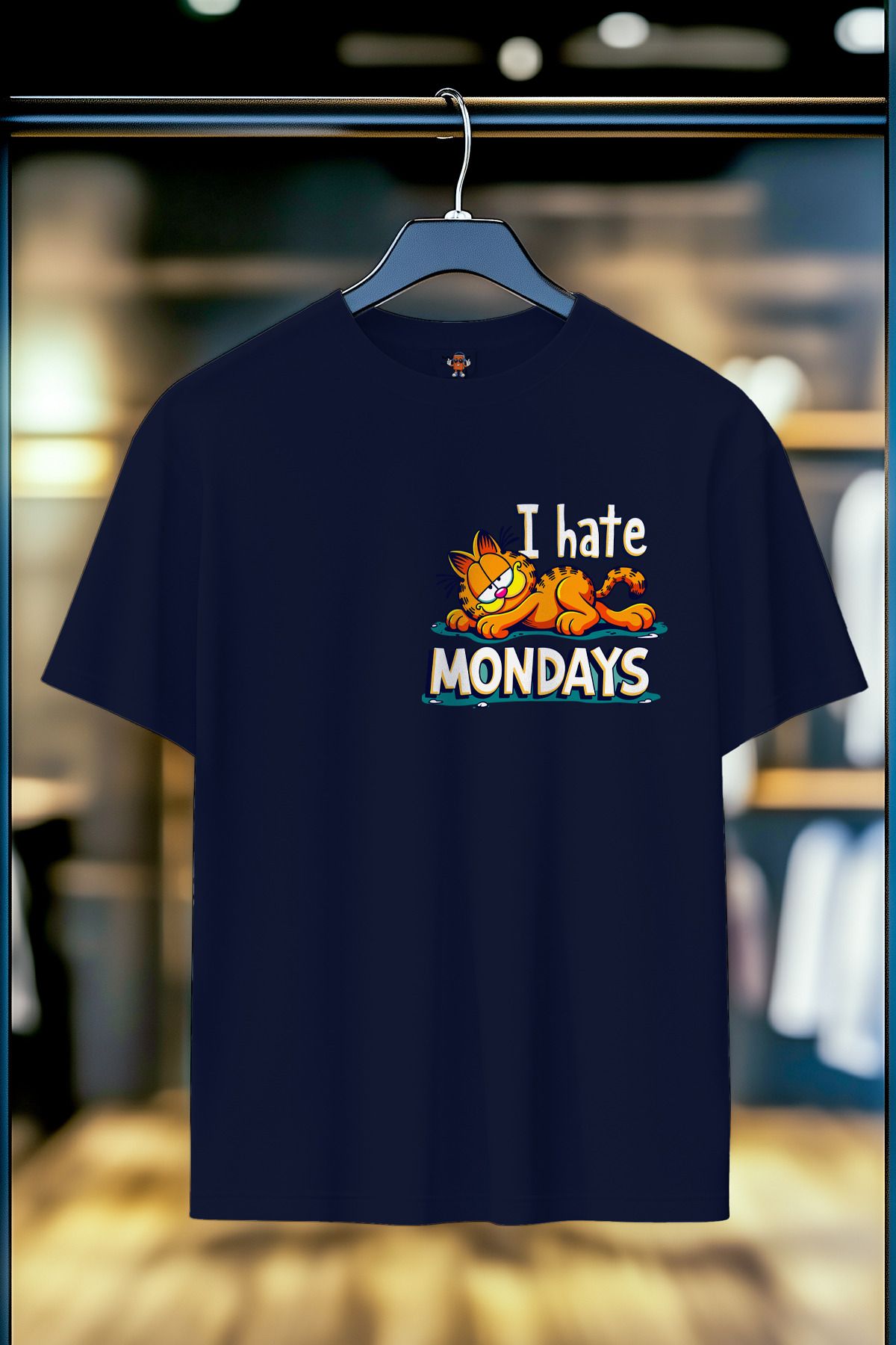 BookOrBook Garfield Hates Mondays %100 Pamuk Premium Kalite Unisex T-Shirt