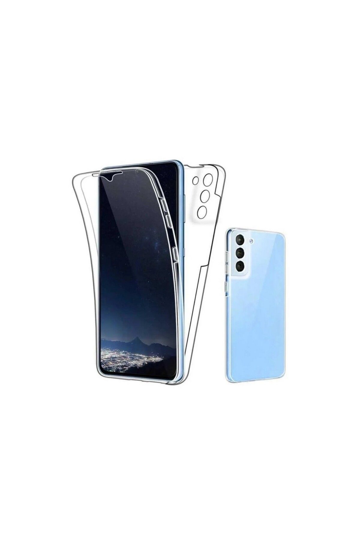 KılıfShop Samsung Galaxy S22 Plus uyumlu Kılıf Ön Arka 360 Koruma Arka Sert Mika Ön Silikon Şeffaf
