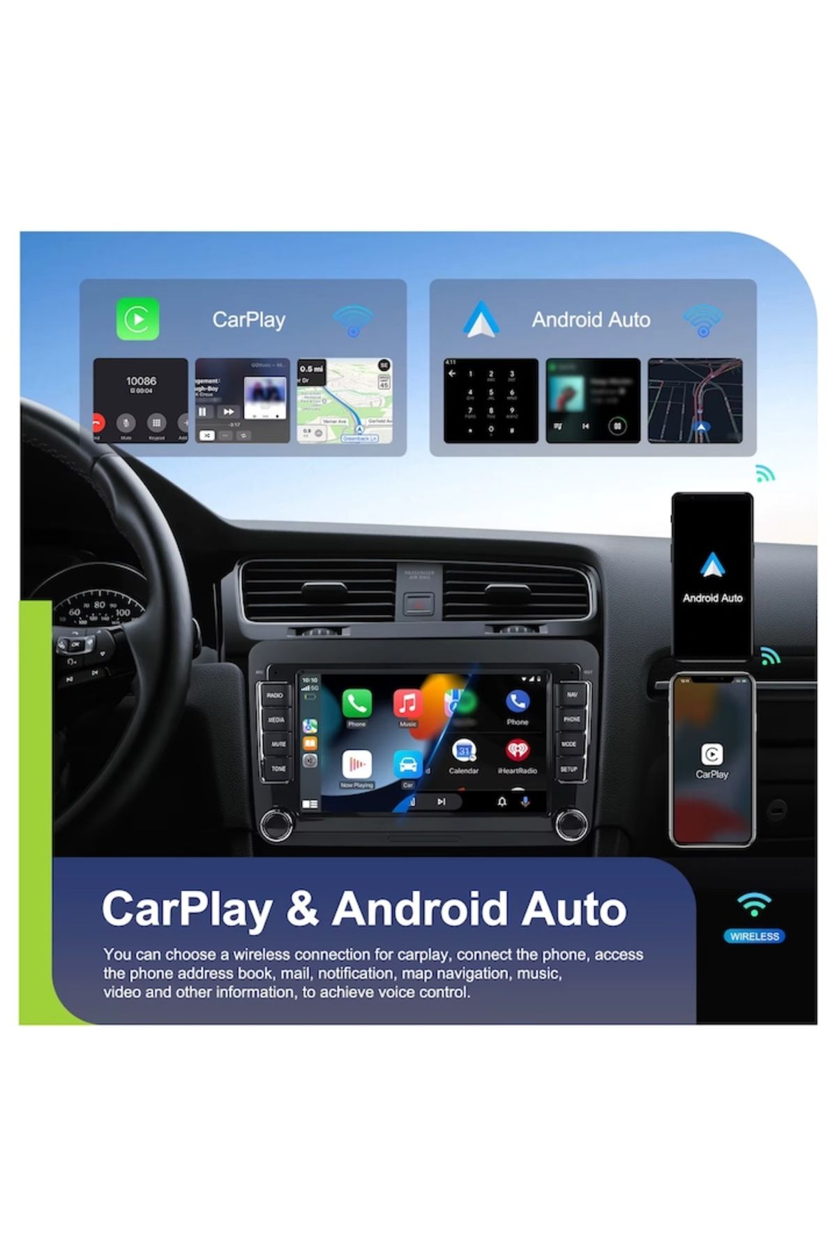 OEM-Navigation Android 2024 with CarPlay & Android Auto – 7" Screen, 4GB RAM, 64GB ROM, Octa Core 2GHz 3