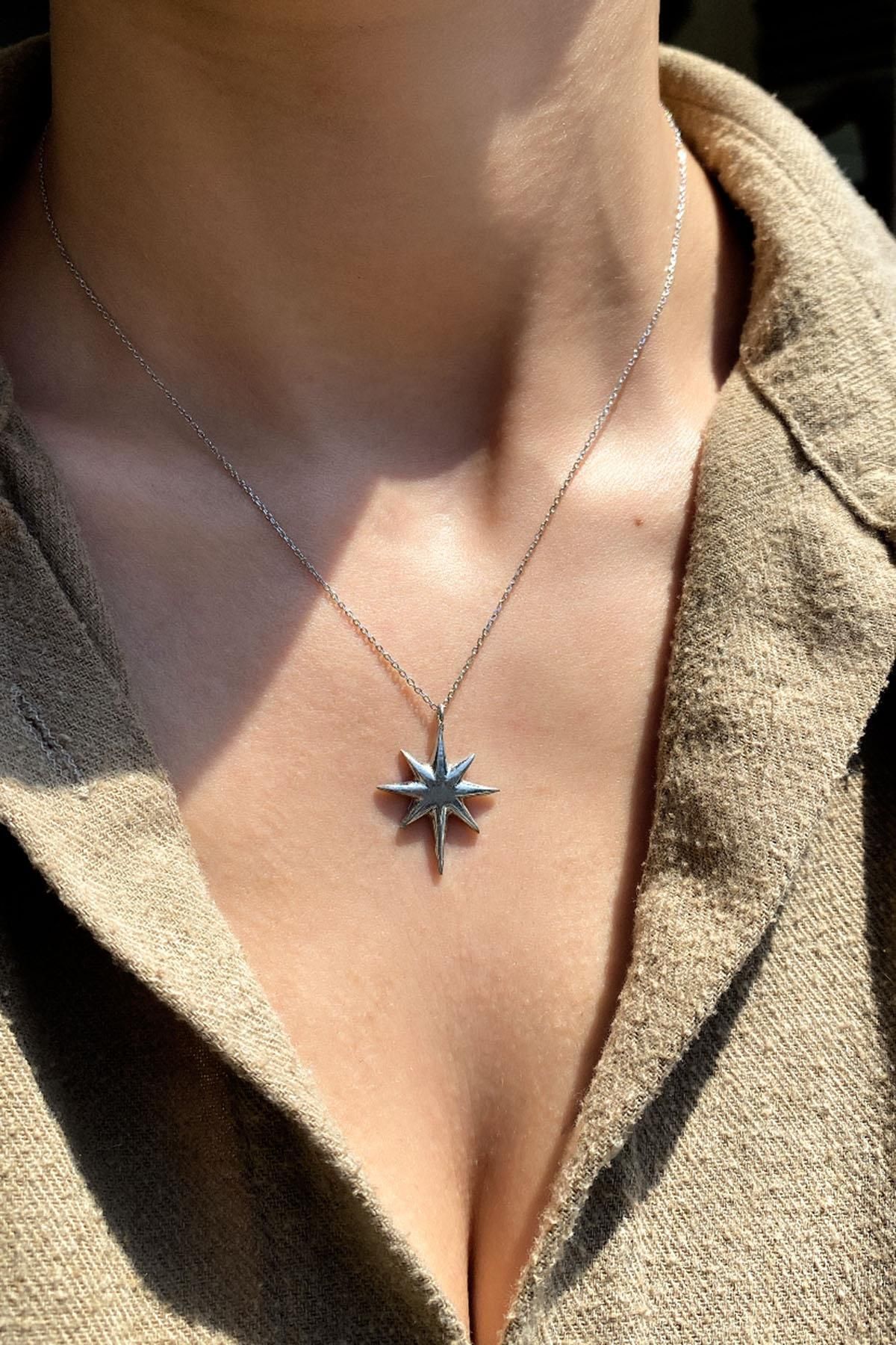 Spossy Silver Jewelry Kutup Yıldızı Kolye