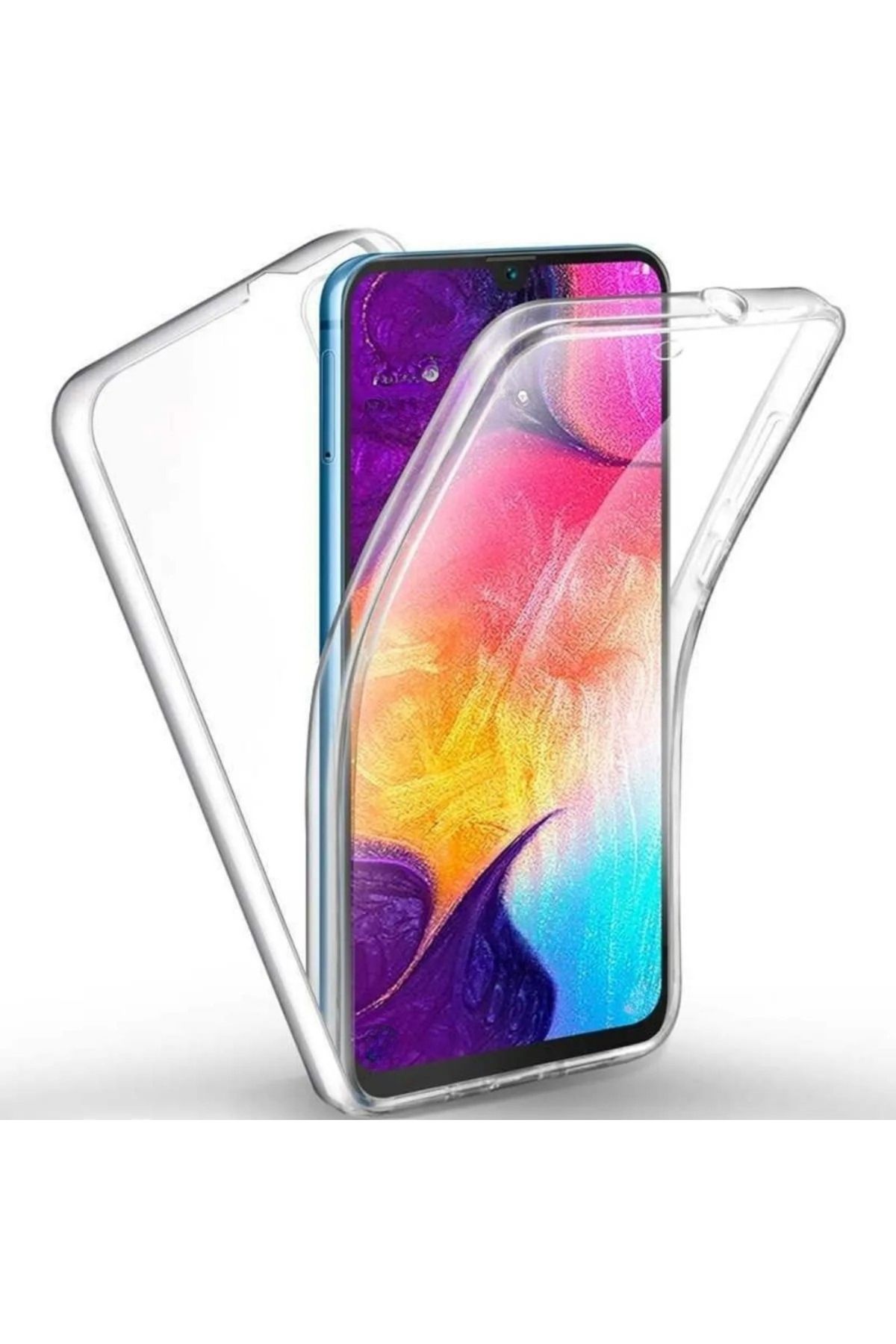 KılıfShop Samsung Galaxy A30s uyumlu Kılıf Ön Arka 360 Koruma Arka Sert Mika Ön Silikon Şeffaf