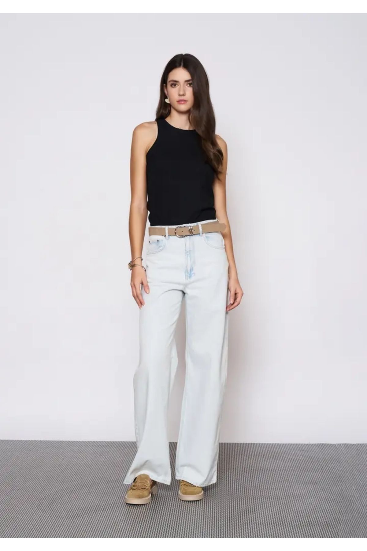 EUROFASHION Siyah Kalın Askılı Fitilli Top