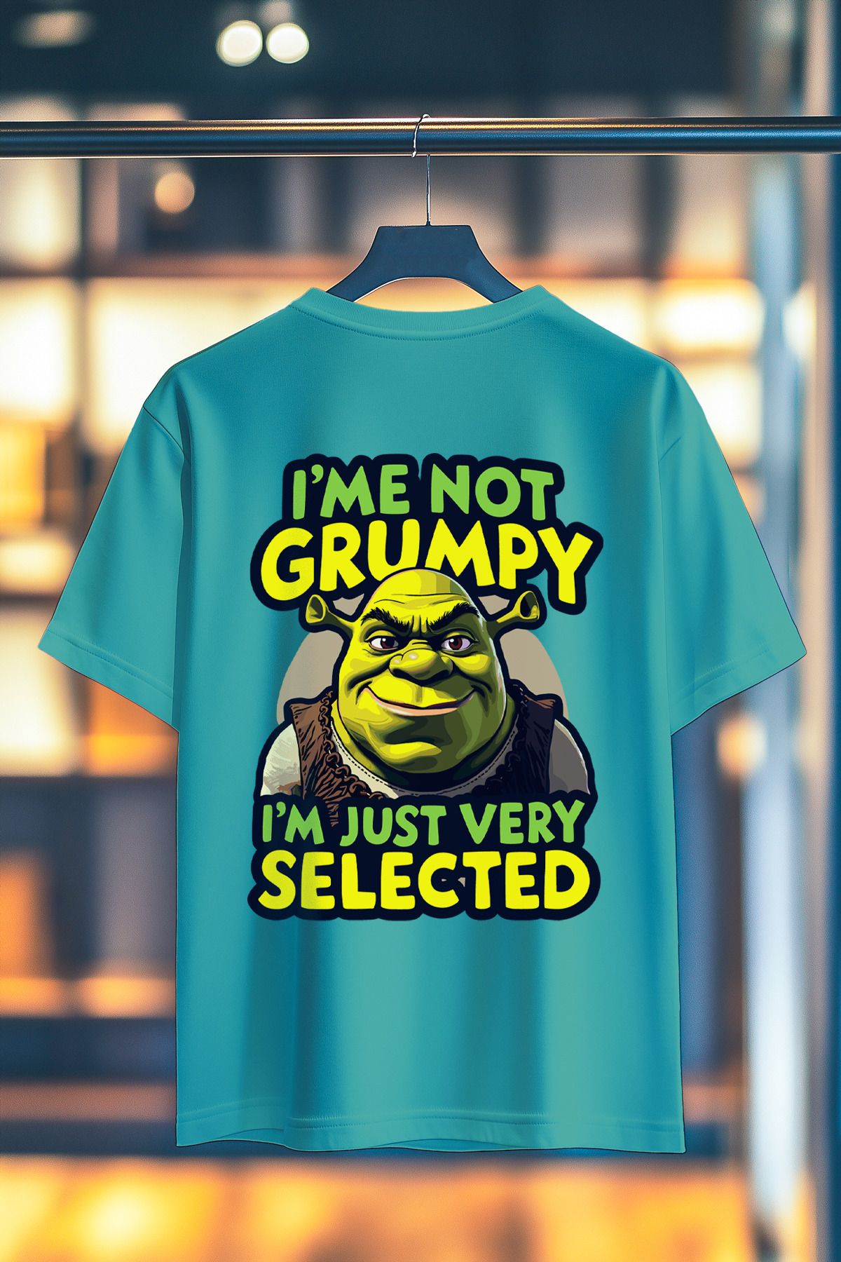 BookOrBook Shrek Im not Grumpy %100 Pamuk Premium Kalite Sırt Baskılı T-Shirt
