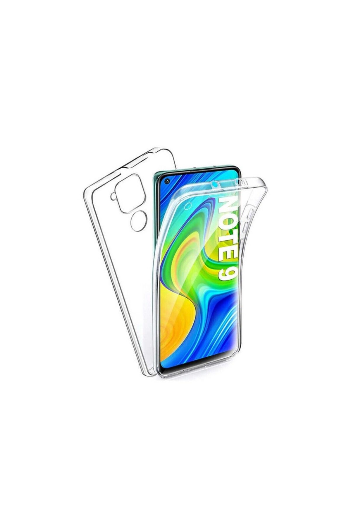 Apsuwa Xiaomi Redmi Note 9 uyumlu Kılıf Ön Arka 360 Koruma Arka Sert Mika Ön Silikon Şeffaf