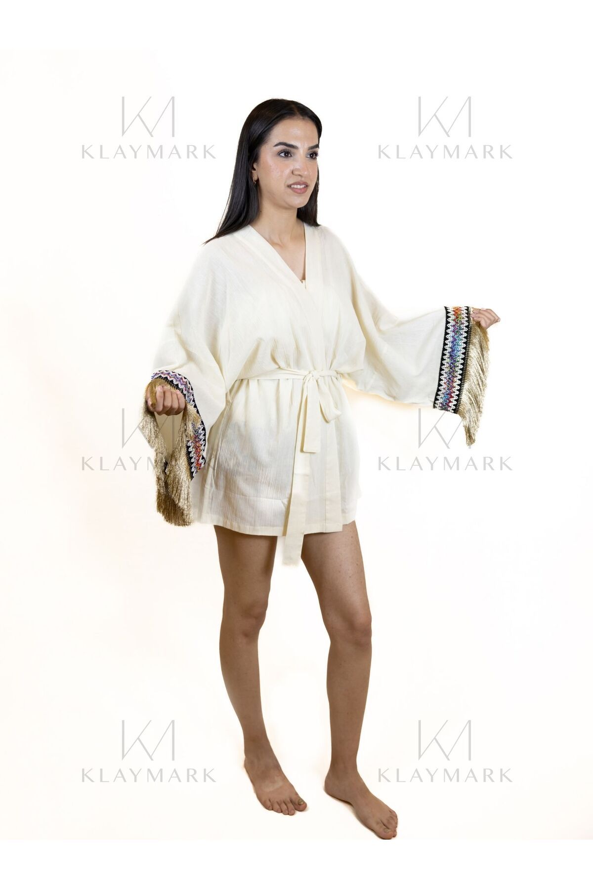 KLAYMARK Klay çiçek kısa kimono
